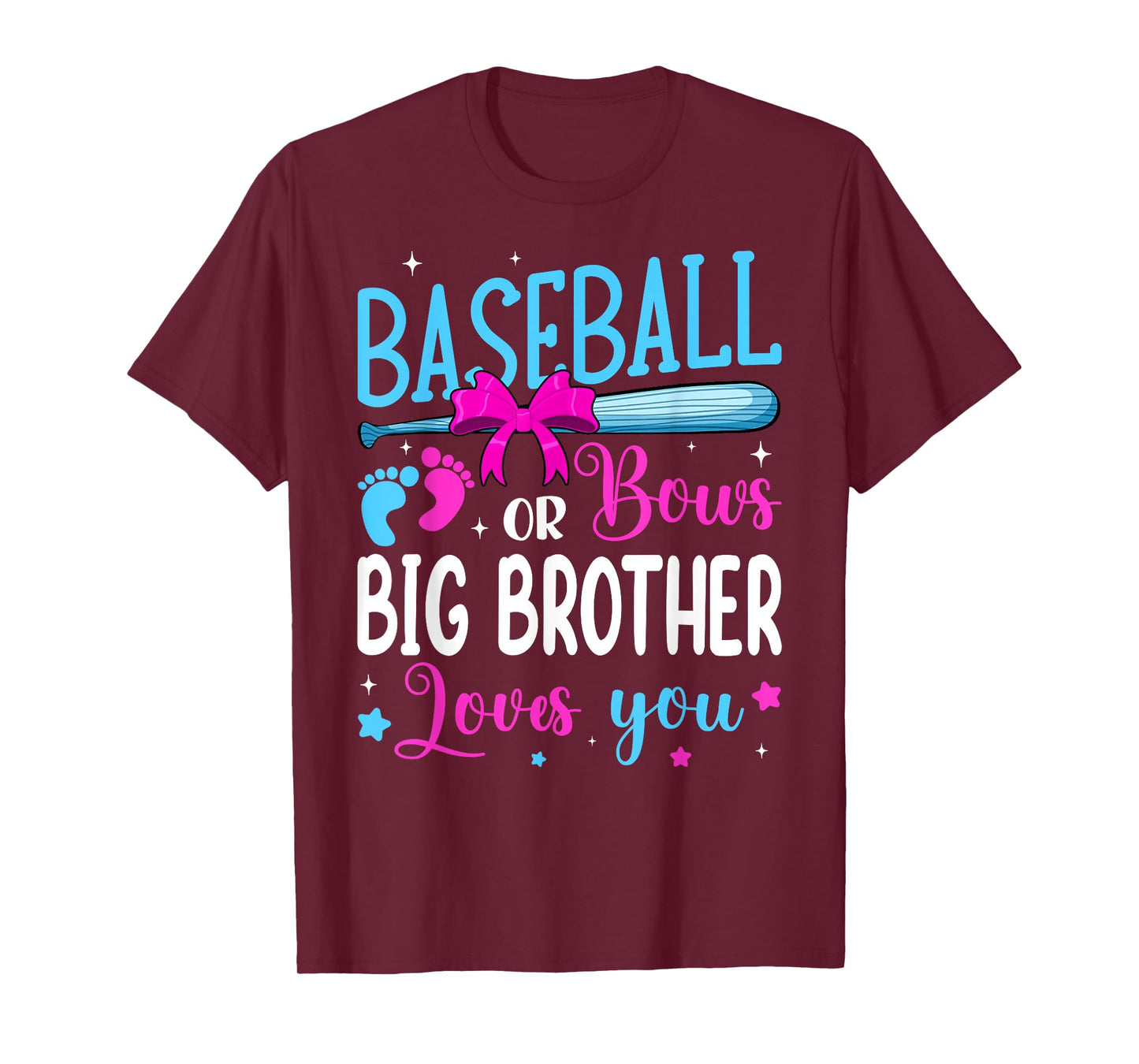 Baseball Or Bows Big Brother Loves You Funny Gender Reveal T-Shirt