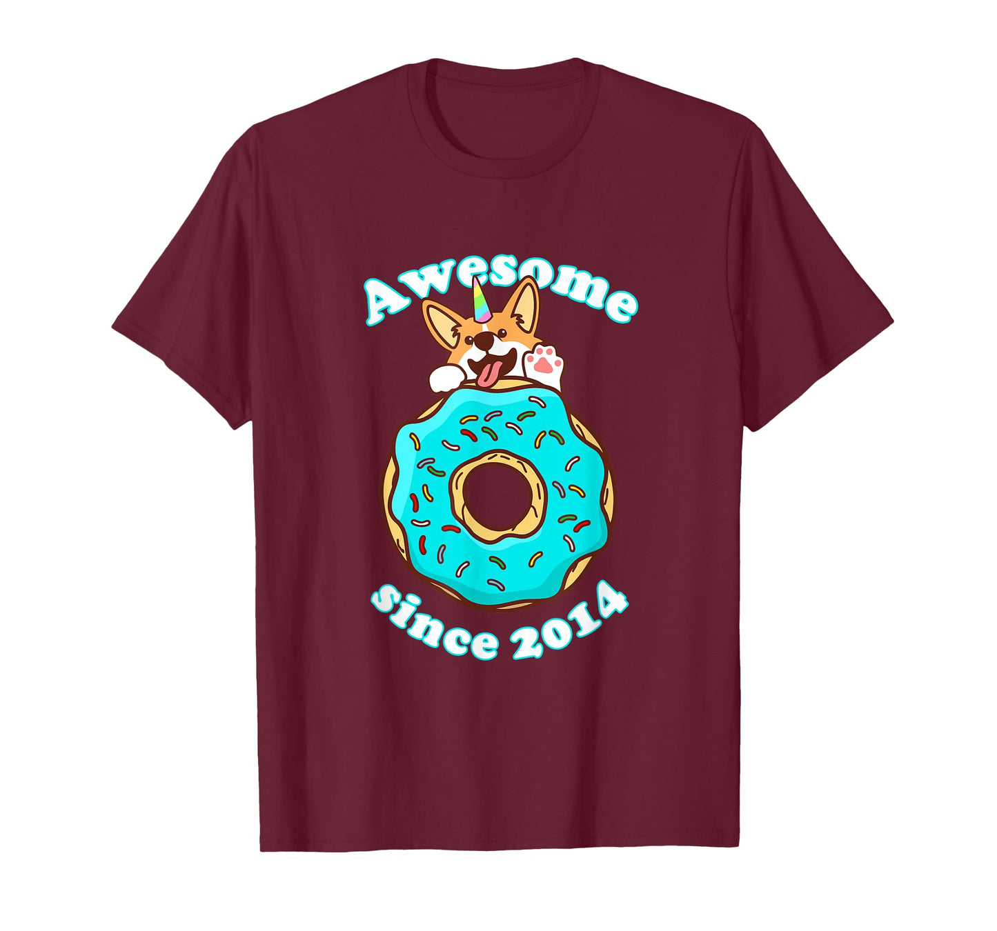 Awesome since 2014 Puppy Donut Welsh Corgi Birthday Childs T-Shirt