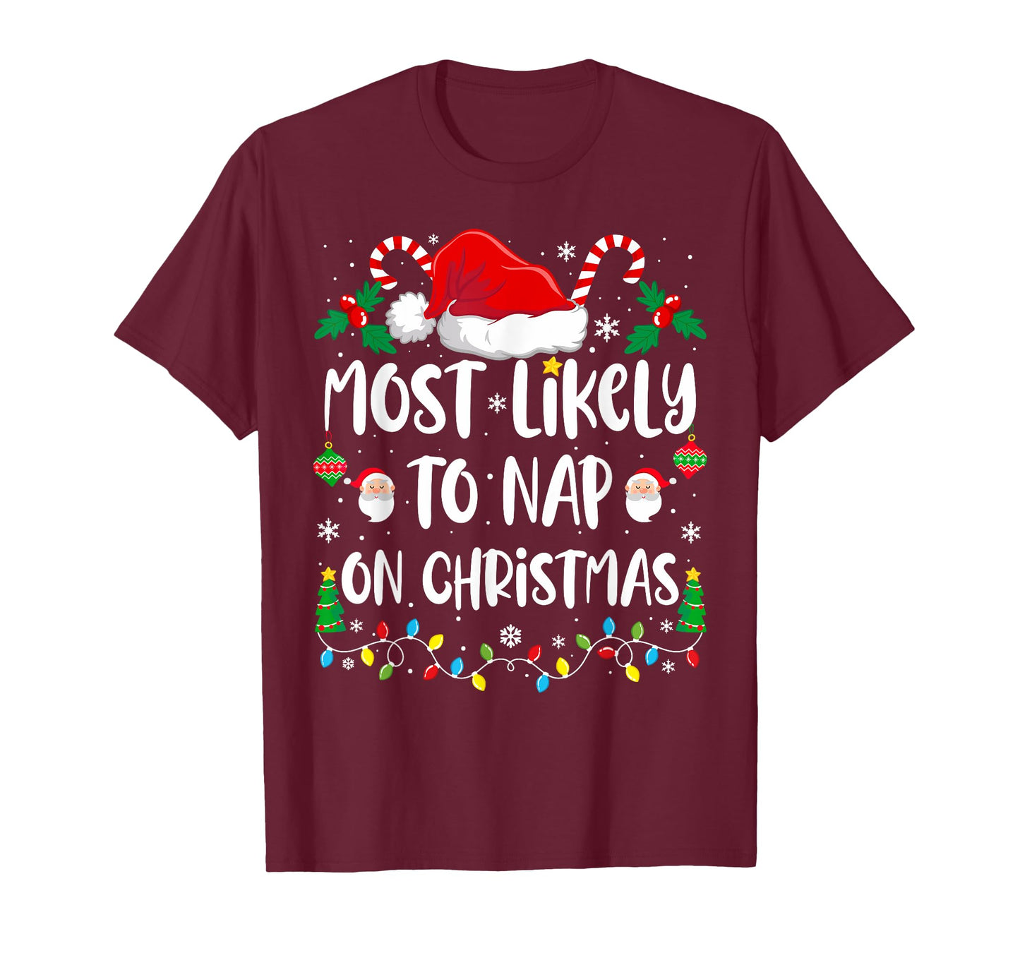 Most Likely To Nap On Christmas Family Christmas Matching T-Shirt