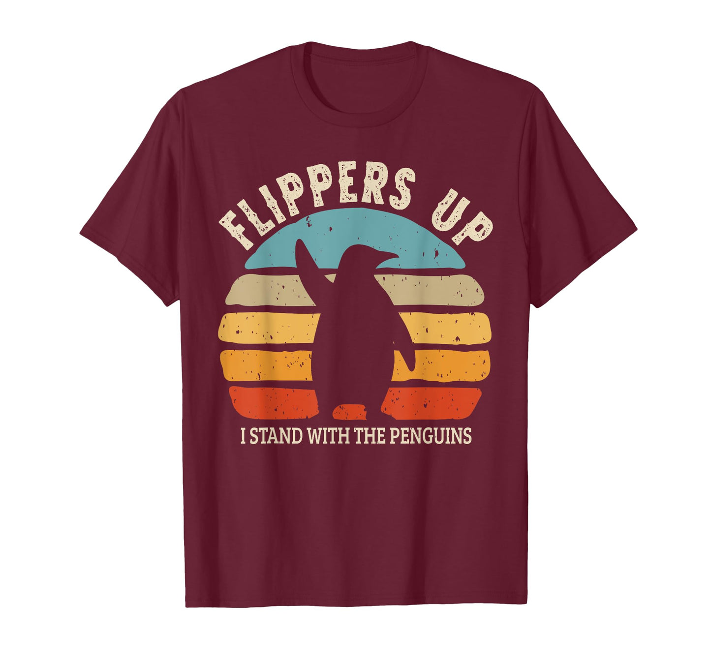 Flippers Up I Stand With The Penguins Retro Sunset Vintage T-Shirt