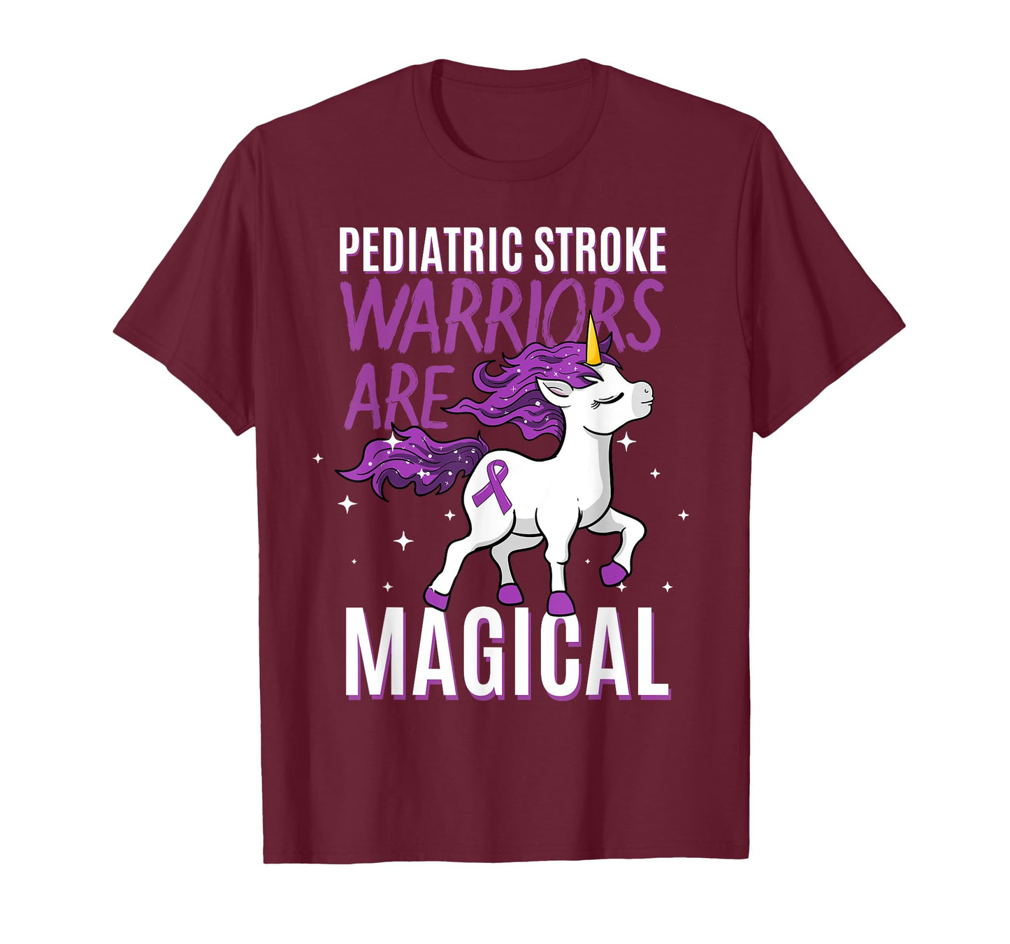 Pediatric Stroke Warrior Magical Unicorn Purple Hemorrhagic T-Shirt