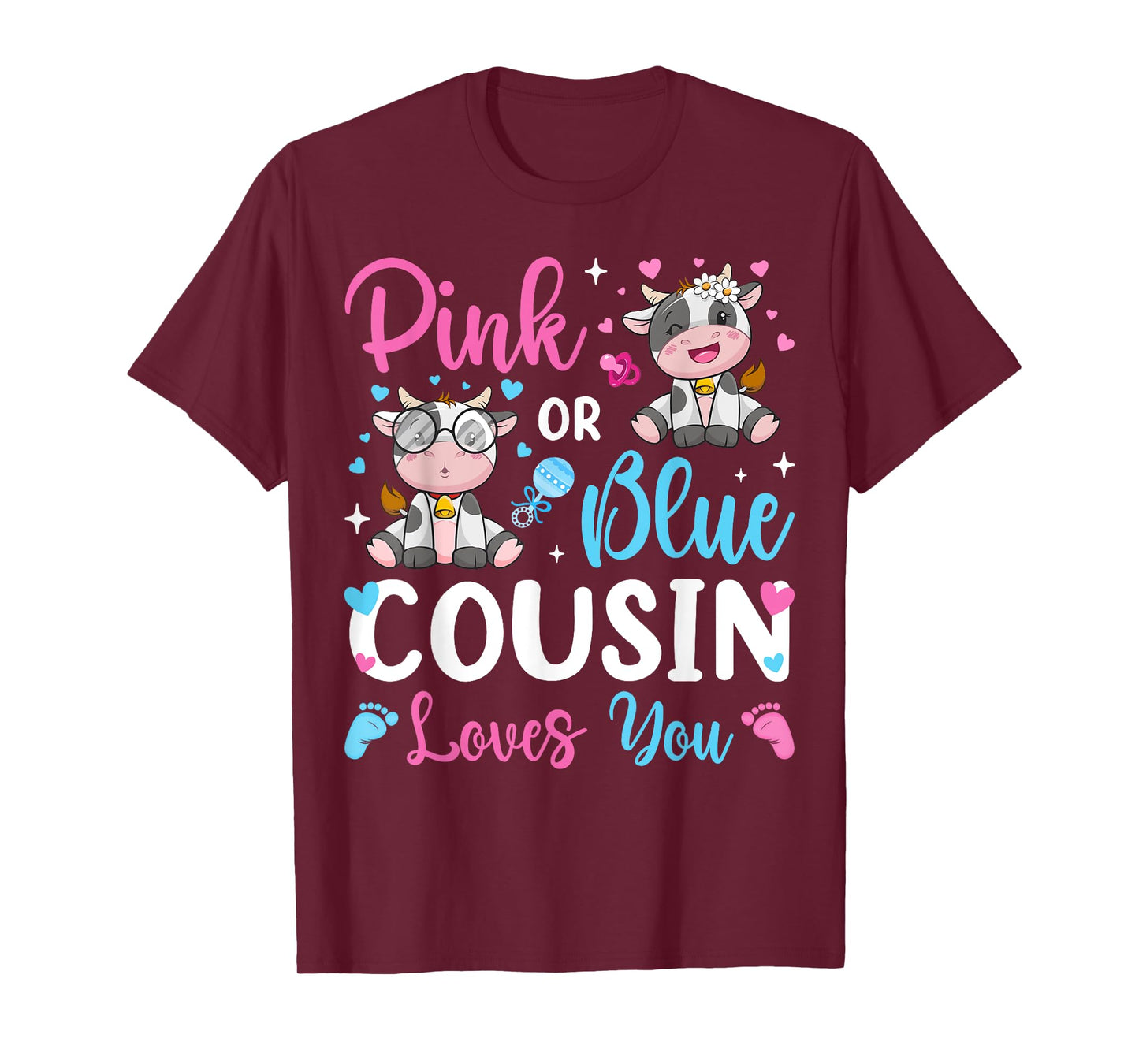 Pink Or Blue Cousin Loves You Cow Baby Gender Reveal T-Shirt