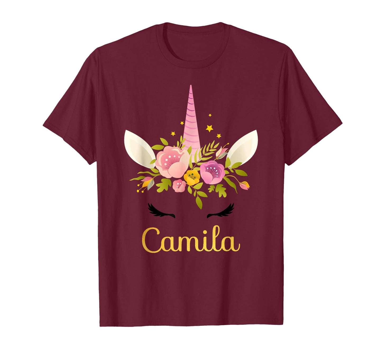 Camila Unicorn Name Happy Birthday Girl Bday Party T-Shirt T-Shirt