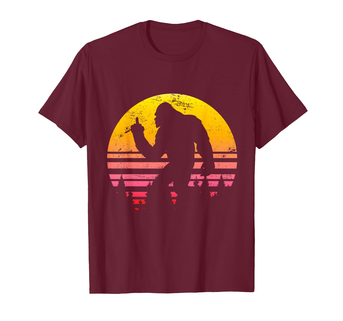 Big Foot Flips Middle Finger - Shoots Bird - Funny Sasquatch T-Shirt