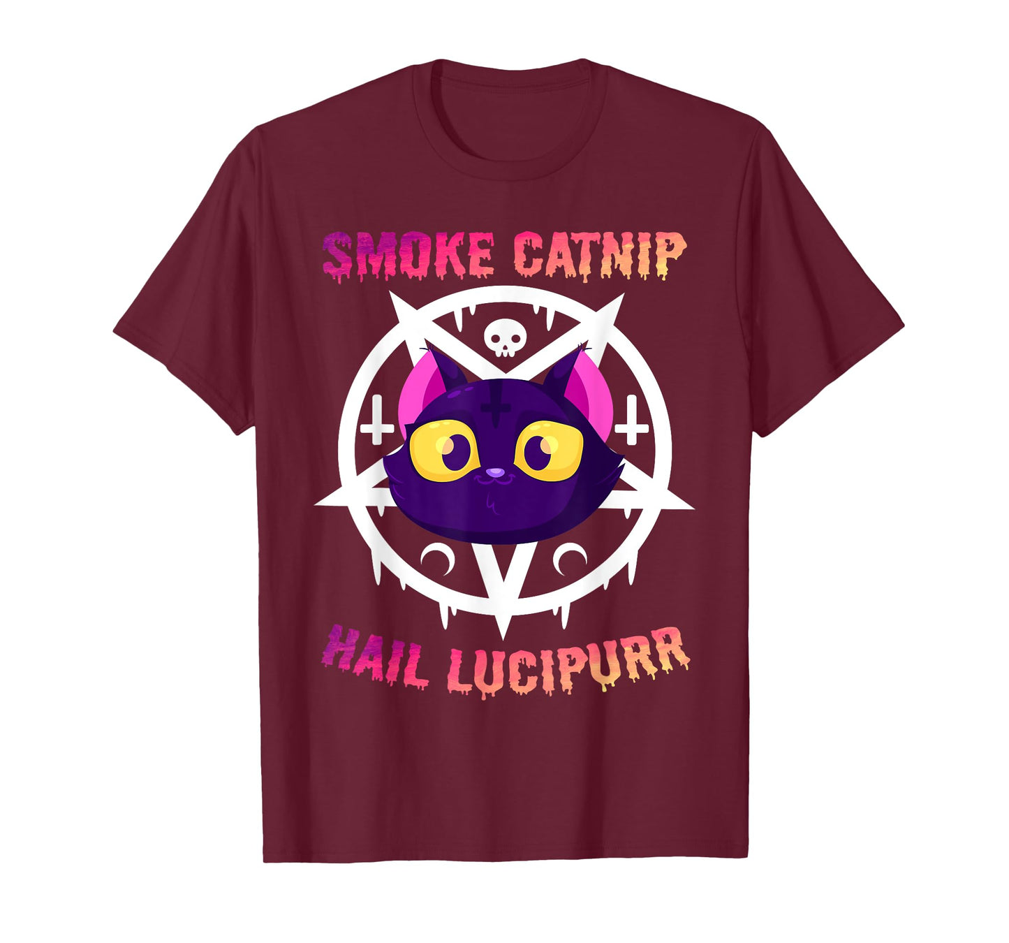Smoke Catnip Hail Lucipurr, Funny Satanic Cat KittyCorn Meme T-Shirt for Men Women