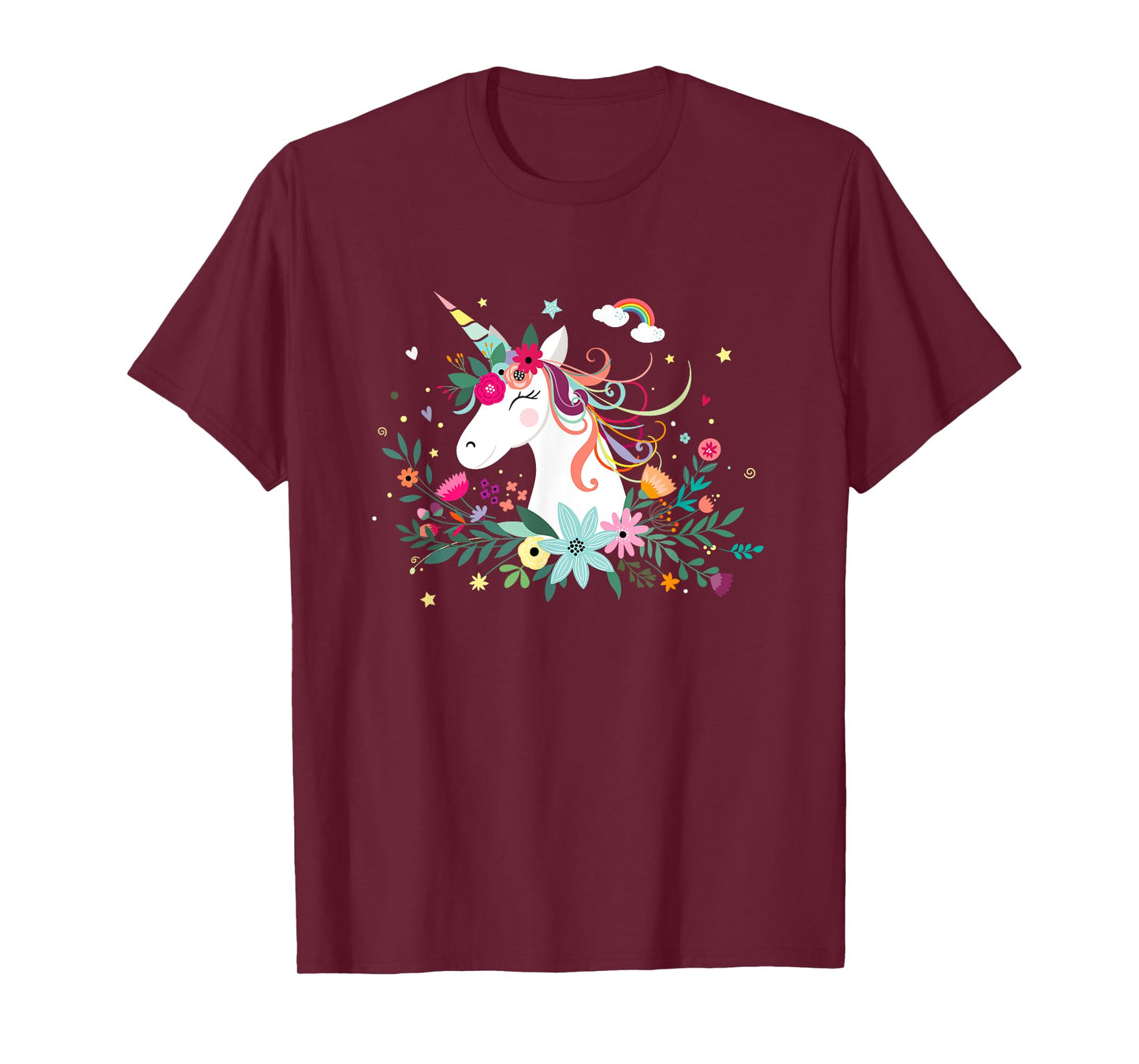 Funny Unicorn Dreams, Cute Kawaii Blinking Unicorn Flowers T-Shirt