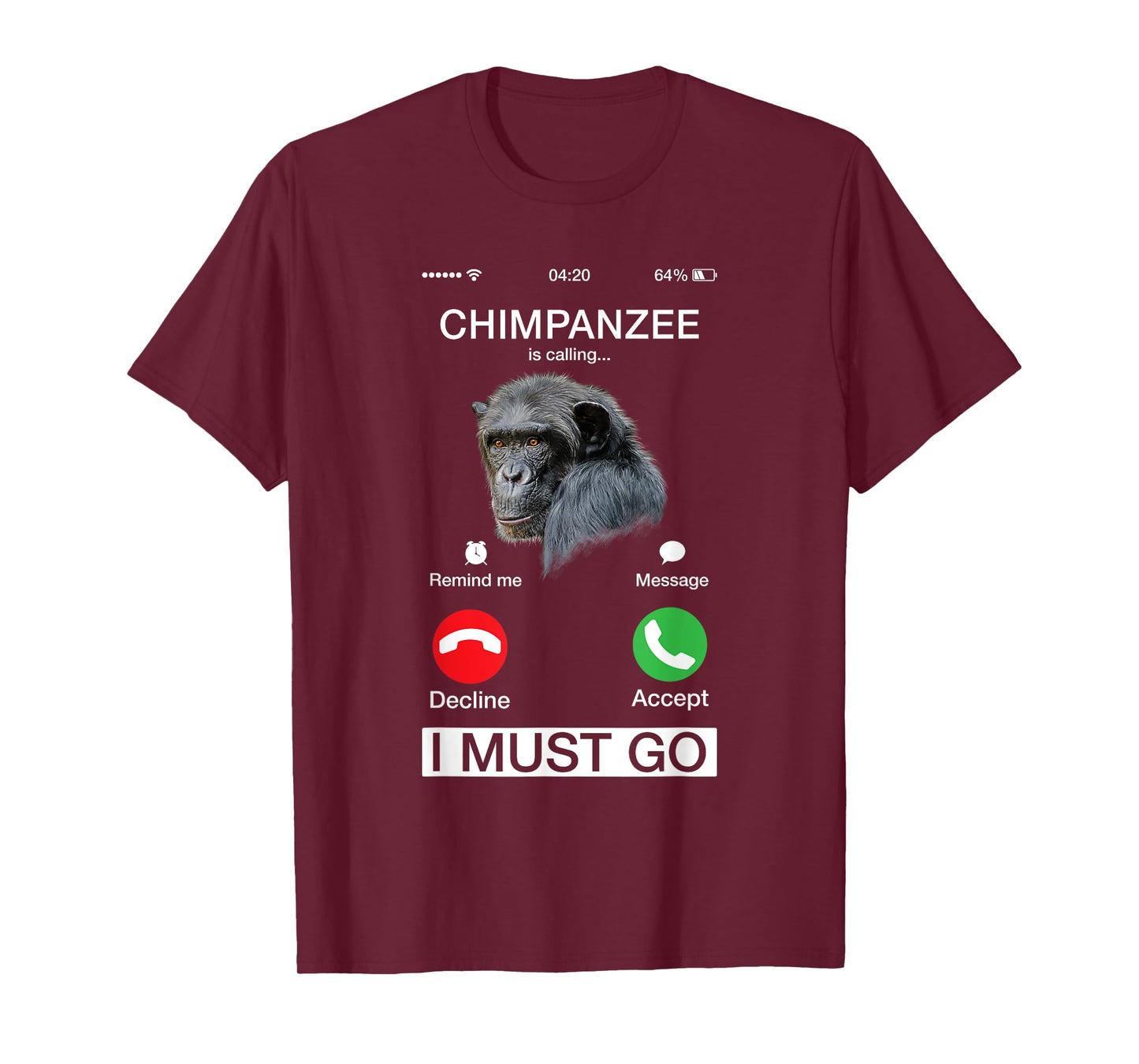 Chimpanzee Is Calling Art Monkey Chimp Ape Animal Novelty T-Shirt