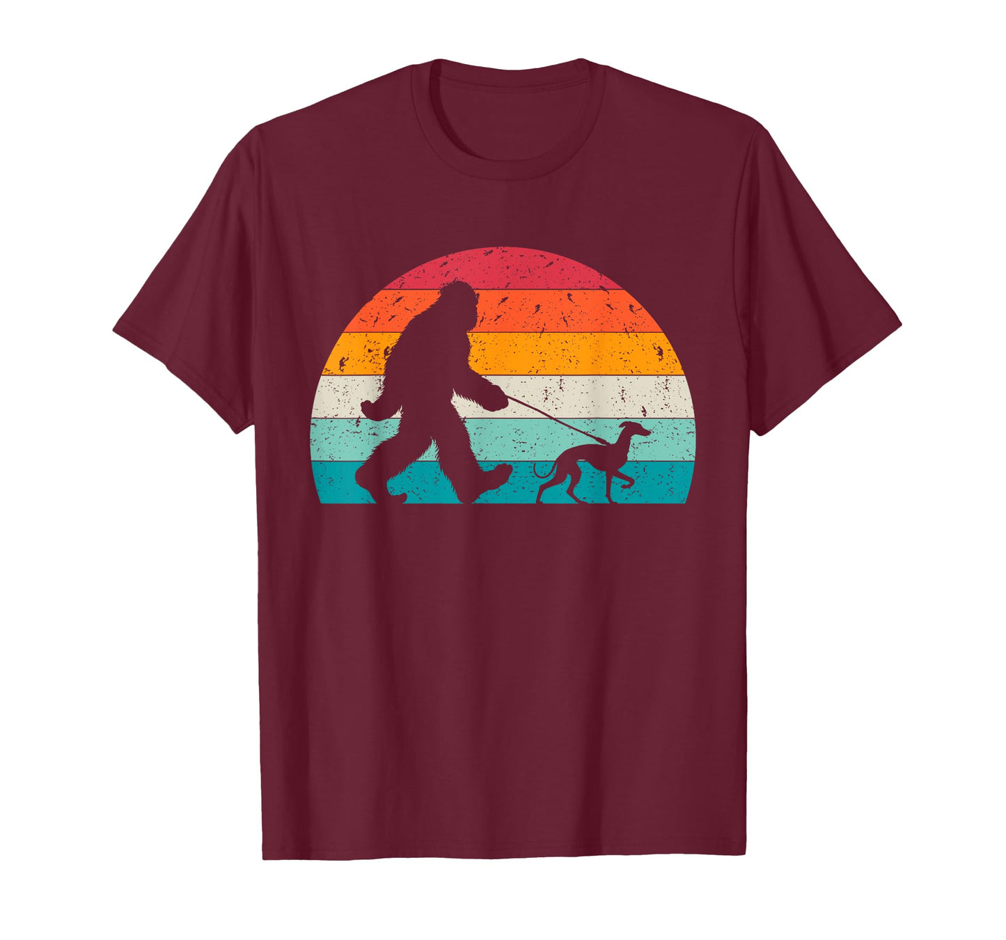 Bigfoot Walking a Dog Funny Italian Greyhound Lovers Dog Dad T-Shirt for Men Women Kids