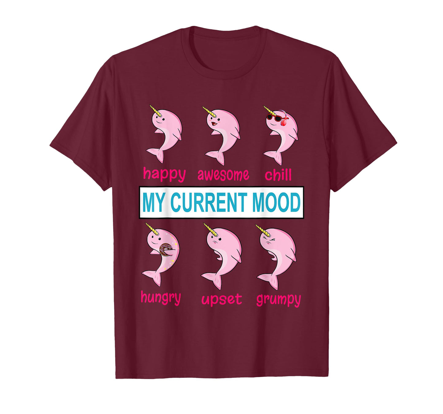 Funny Narwhal Unicorn of the Sea Lover Mood Donut Kawaii T-Shirt