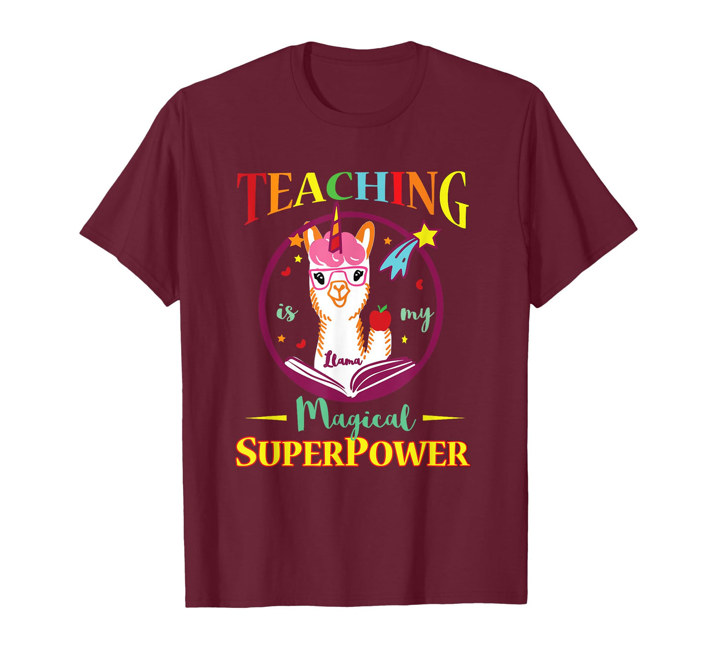 Teaching Is Magical Superpower Llama Teacher Men Women T-Shirt