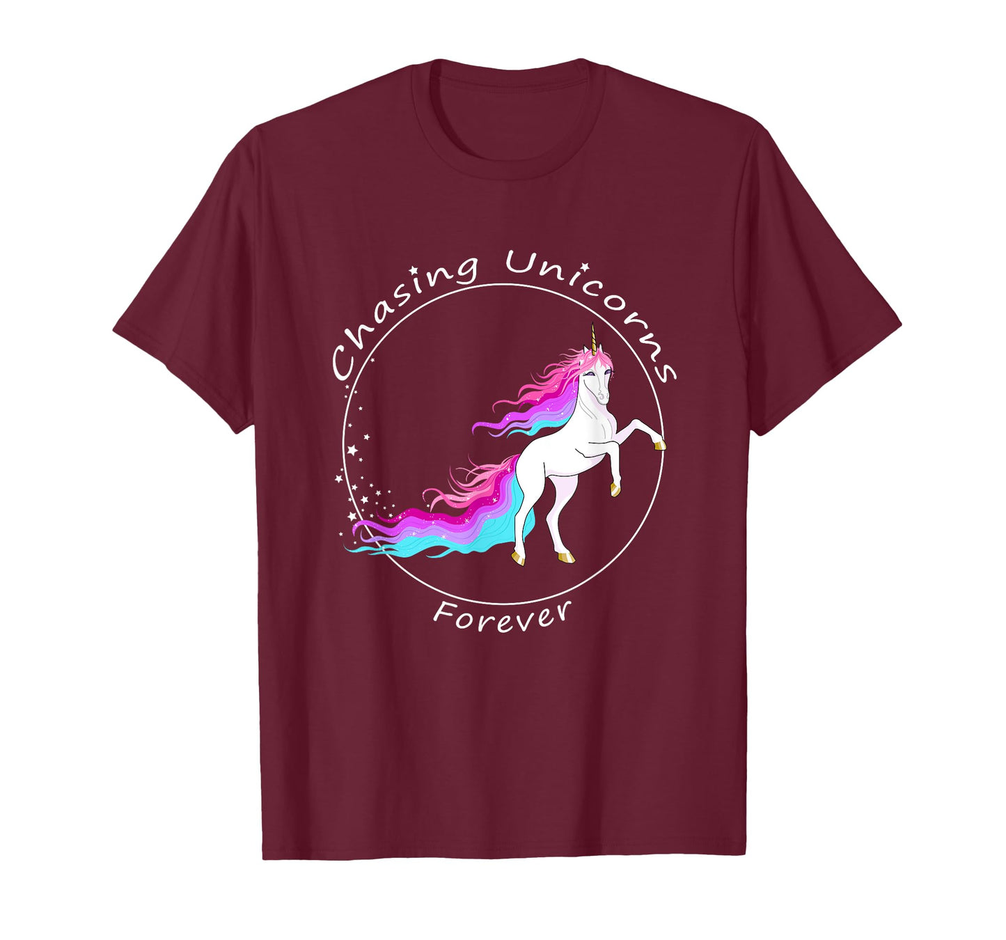 Chasing Unicorns T-Shirt: Rainbow Unicorn Birthday Girl Gift