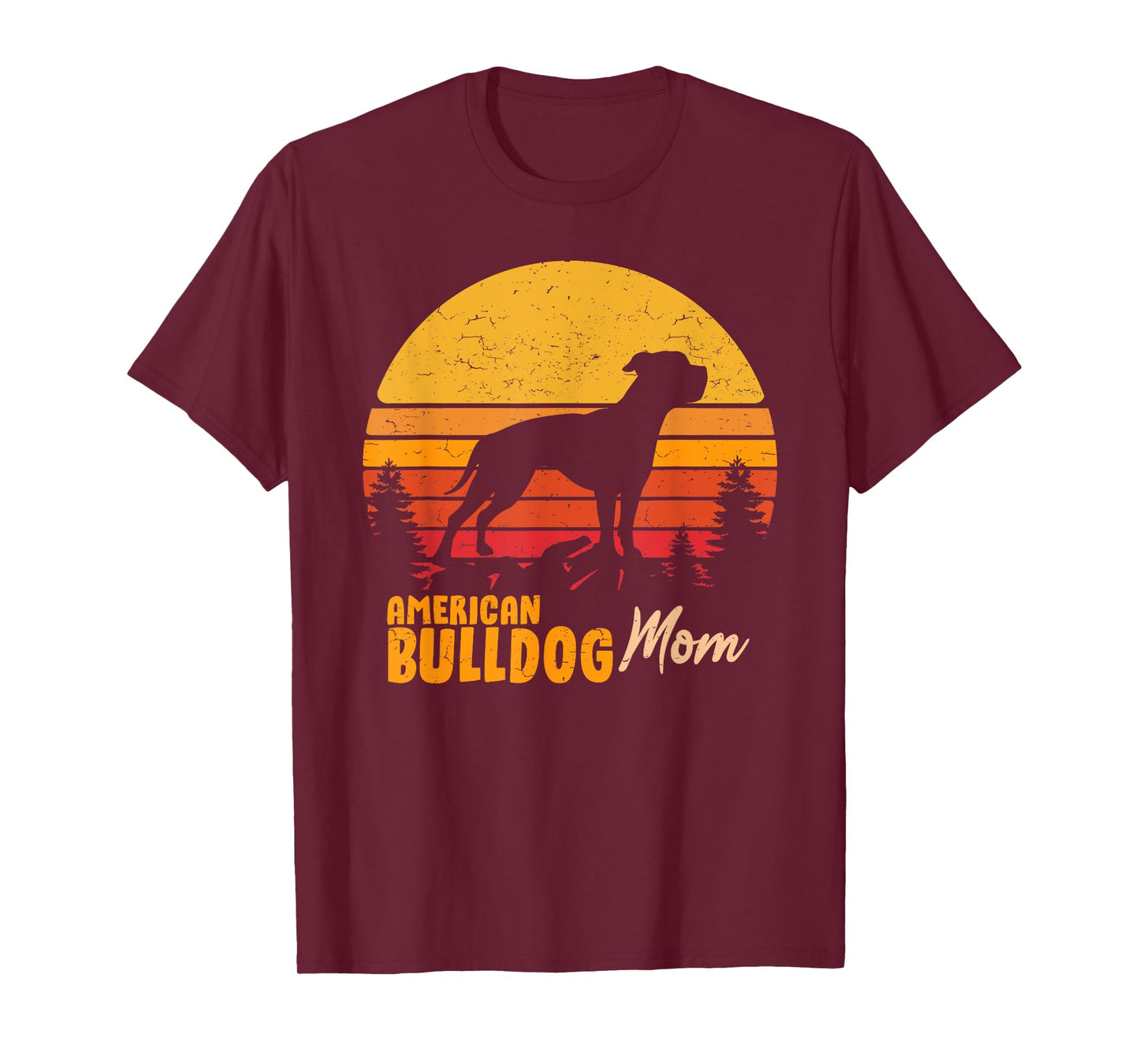 American Bulldog Mom Mom Vintage Retro Dog Woman Tight T-Shirt