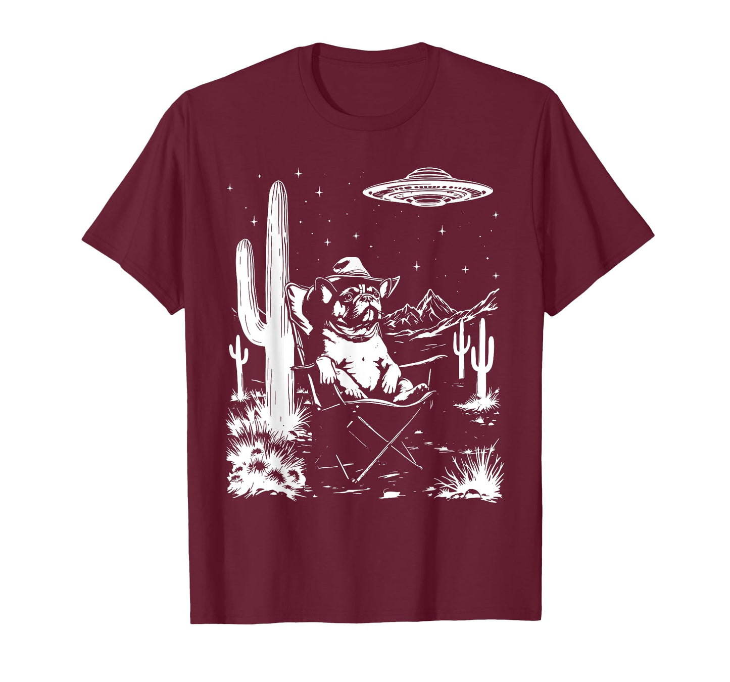 French Bulldog Frenchie Cowboy Hat Vintage UFO Western Funny T-Shirt