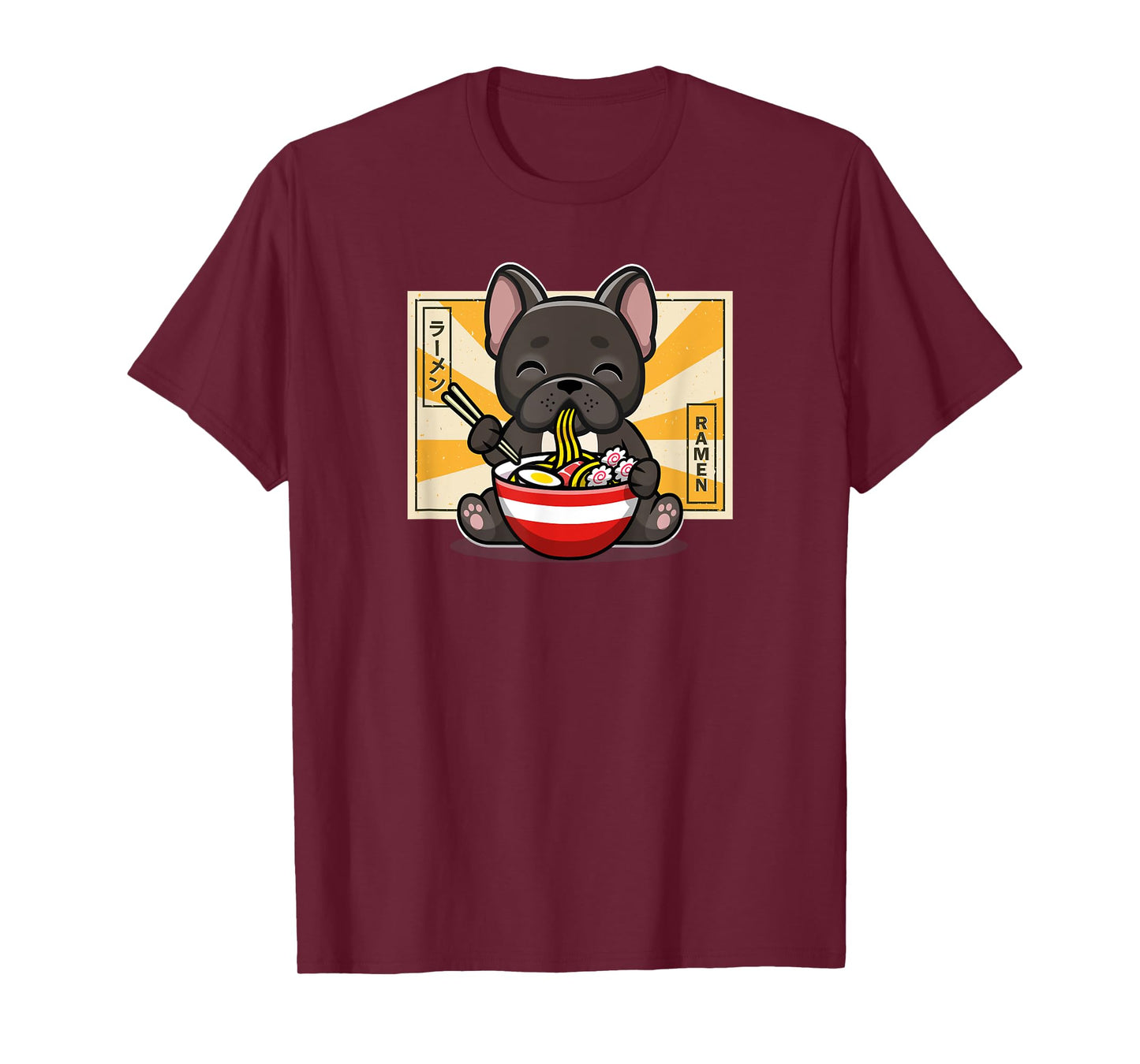 Cute Funny Kawaii Kids Japanese Ramen Black Frenchie Lover T-Shirt
