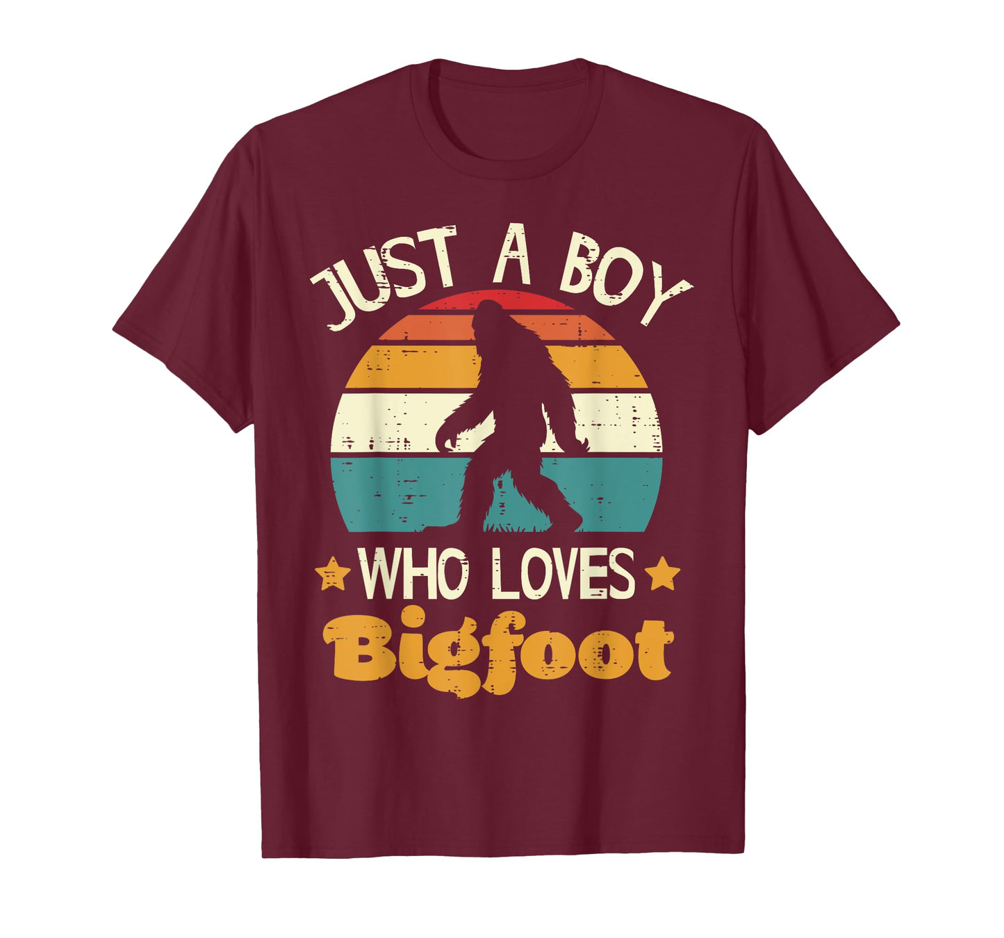 Just Boy Who Loves Bigfoot Retro Sasquatch Boys Kids Men T-Shirt