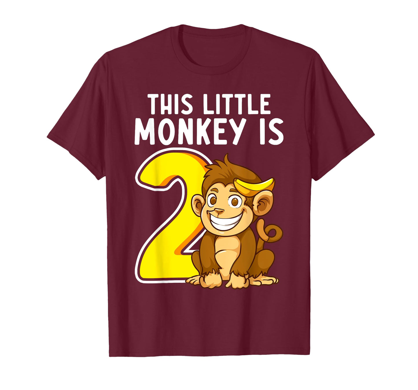 This Little Monkey Is 2 Years Old Kid 2nd Birthday Monkeys T-Shirt