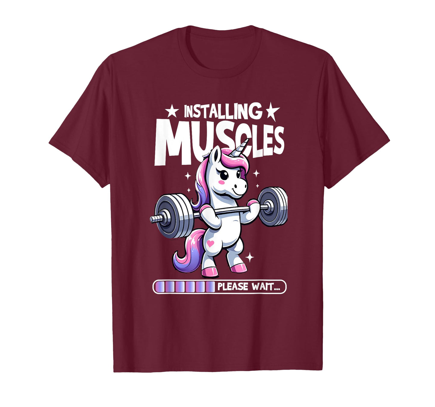 Installing Muscles Please Wait Bodybuilding Unicorn Weightlifting Fitness Gym Workout T-Shirt