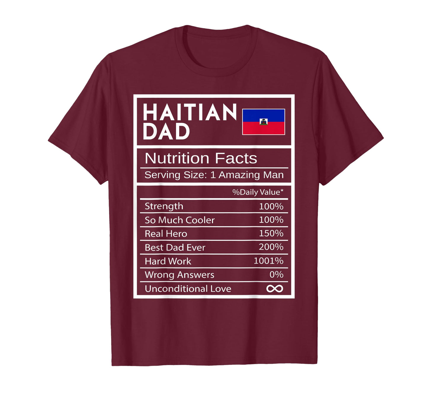 Haitian Dad Nutrition Facts National Pride Gift For Dad T-Shirt
