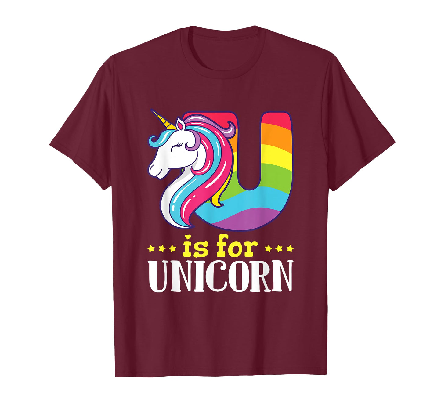 U Is for Unicorn Cute Alphabet Rainbow T-Shirt