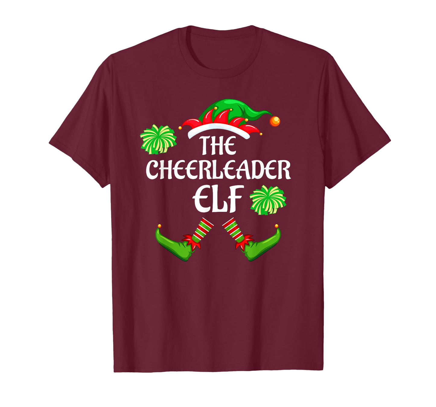 Cheerleader Elf Matching Family Group Christmas Party T-Shirt