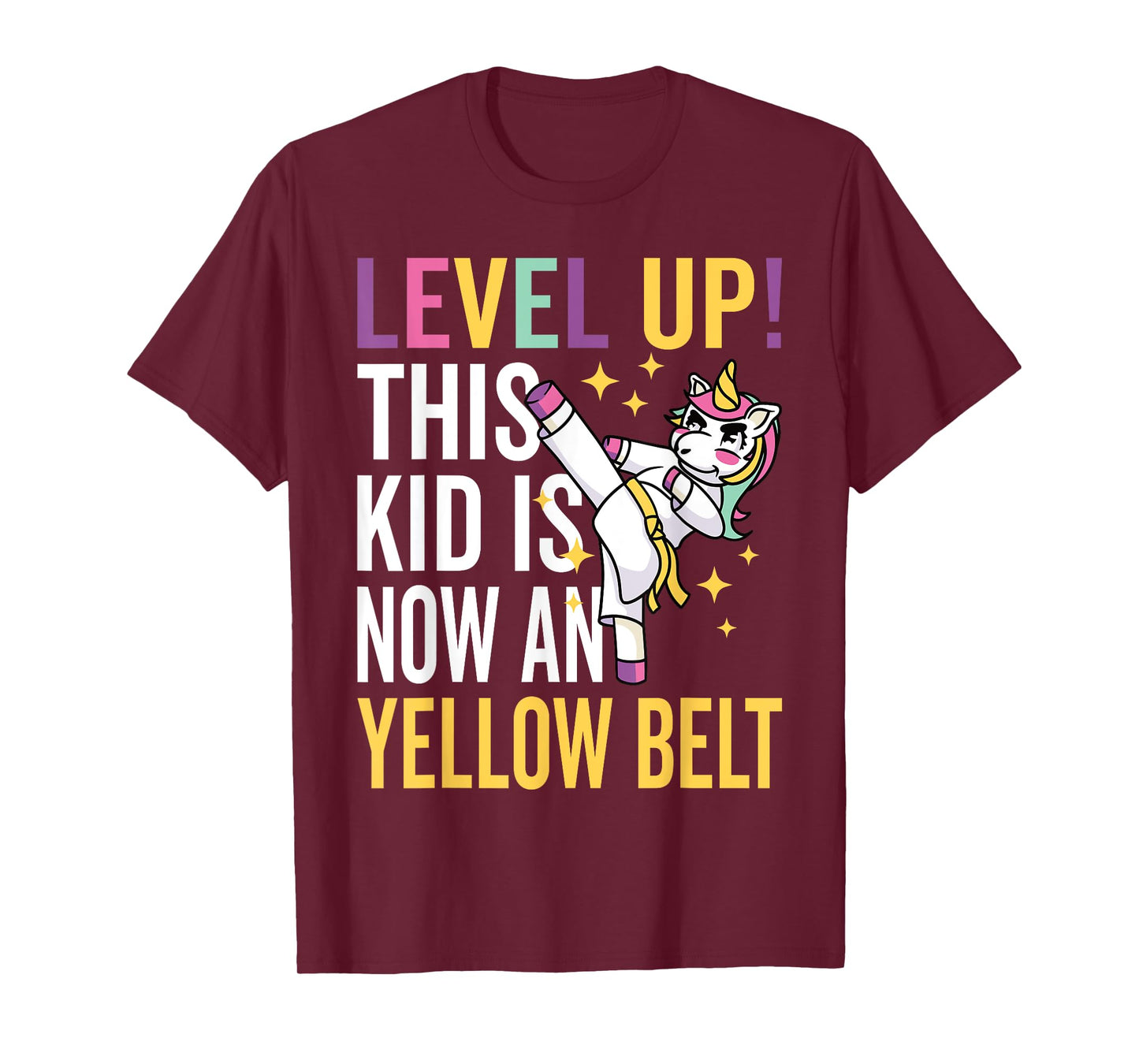 Karate Uniform Unicorn Level Up Yellow Belt Award Ceremony T-Shirt