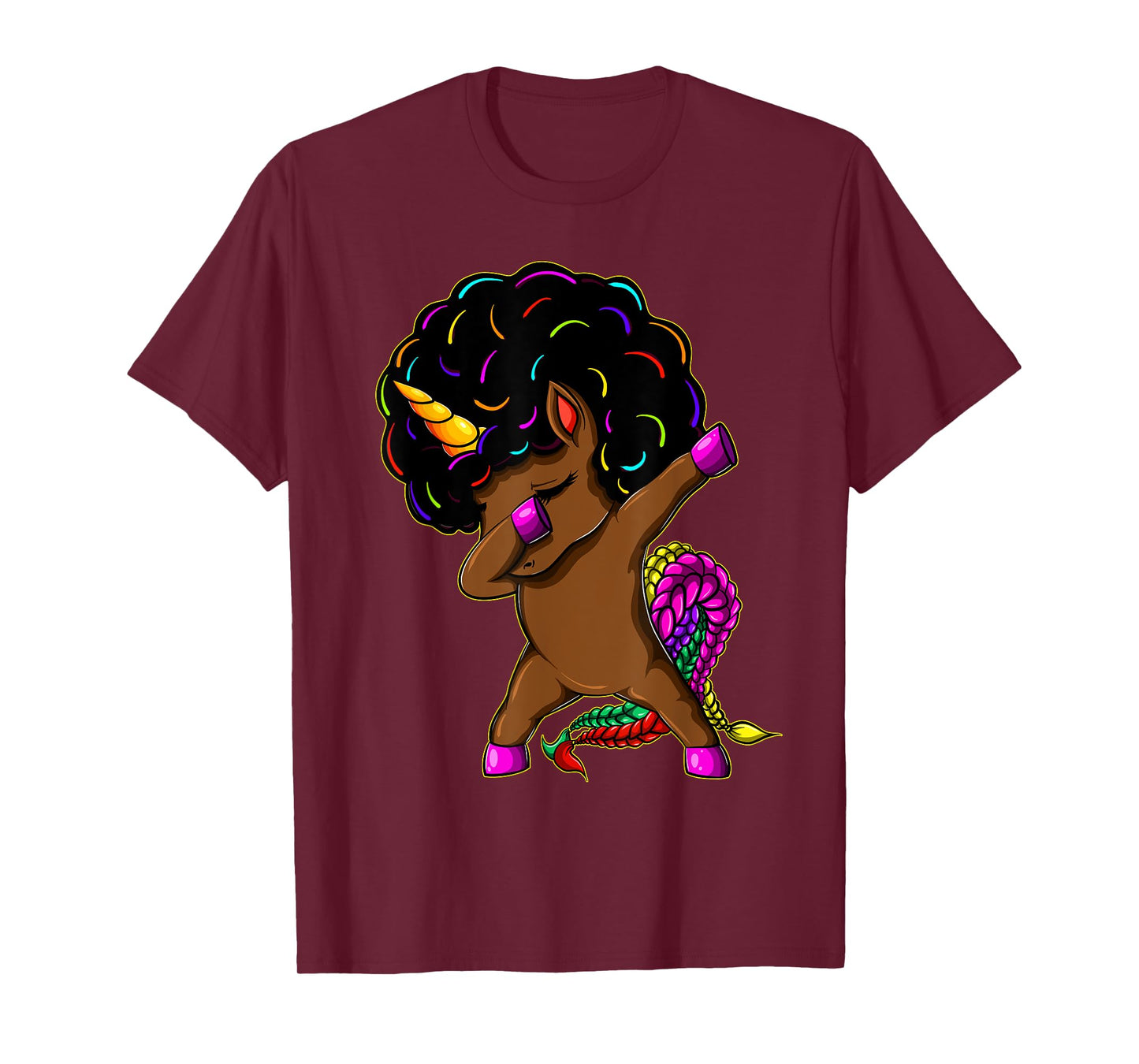 Dabbing Unicorn Afro Natural Hair Black Girl Unicorn T-Shirt