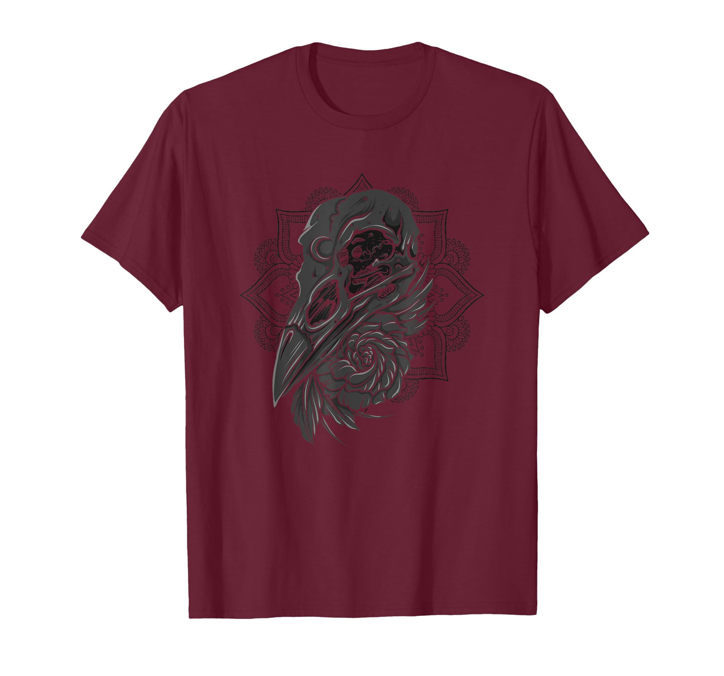 Viking Raven Crow Skull Gothic Bird Lover Occult Norse Pagan T-Shirt