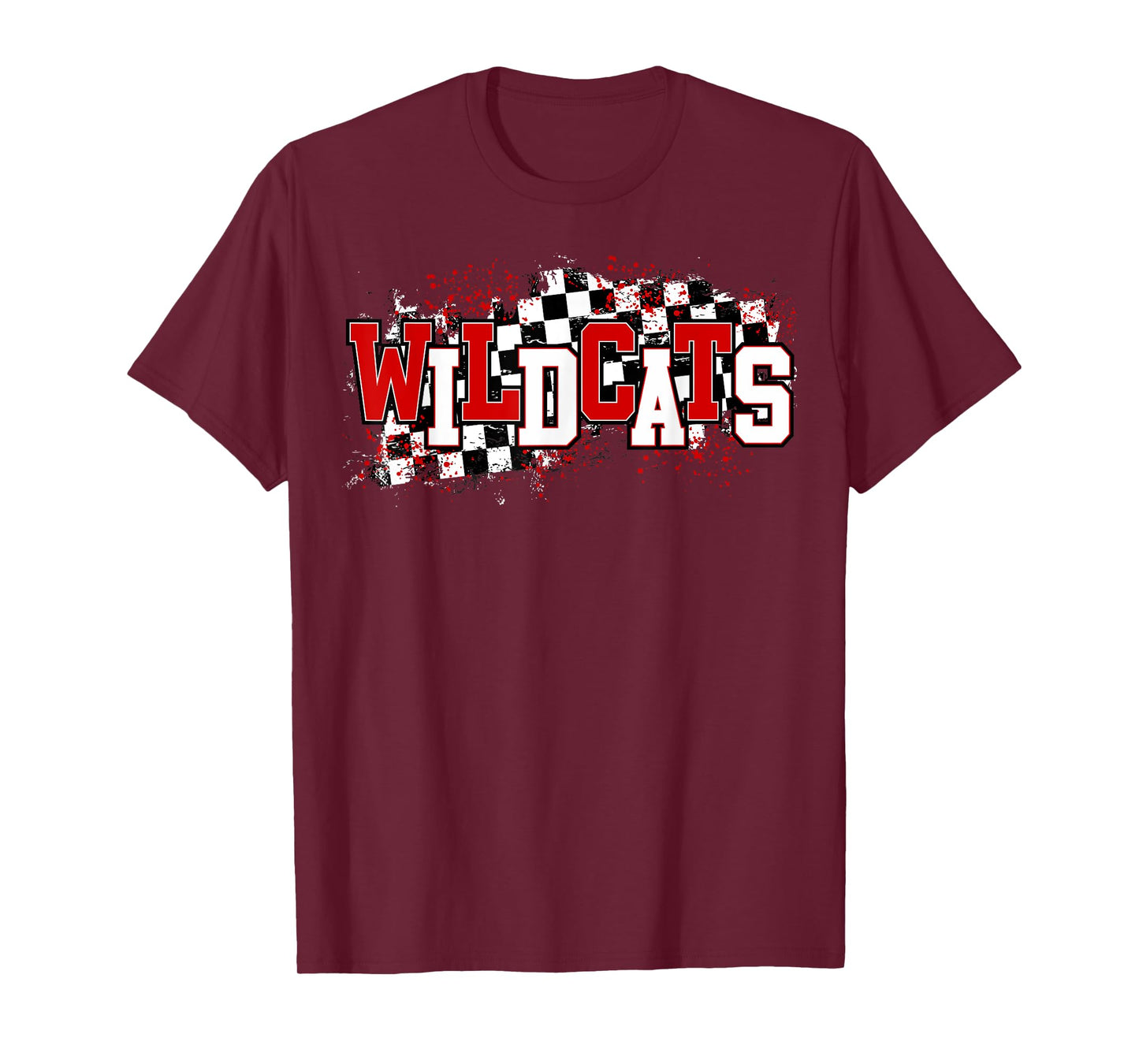 Red Wildcats School Spirit Wildcat Pride Checkered Teacher Men Women Girls Kids T-Shirt