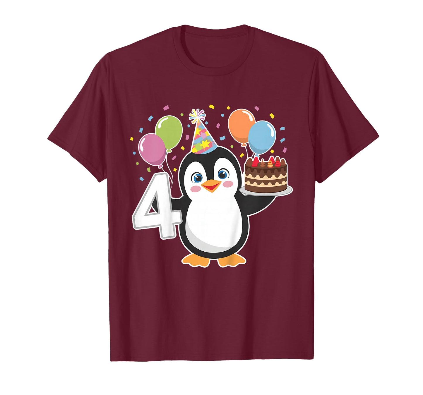 Kids Kids 4 Years Old Cute Penguin 4th Birthday Party Boys Girls T-Shirt