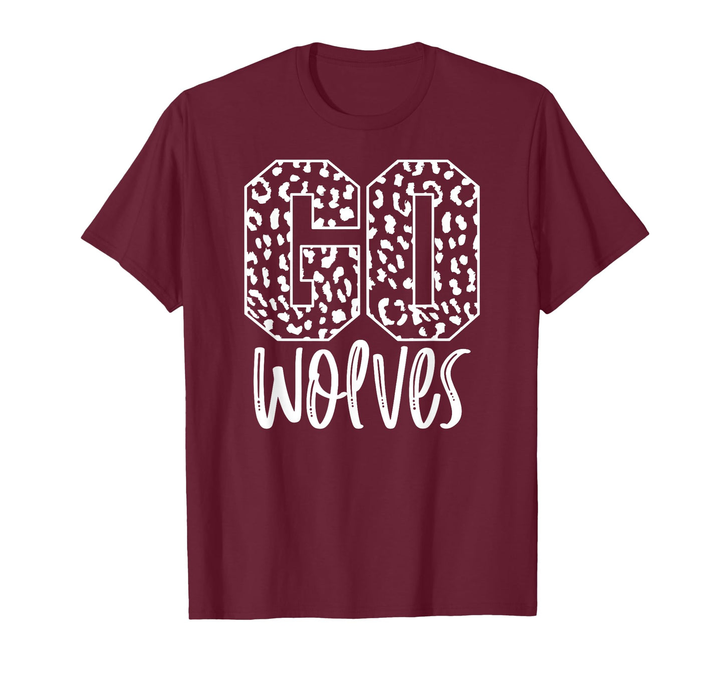 Wolves Team Mascot School Spirit Game Night Leopard Print T-Shirt