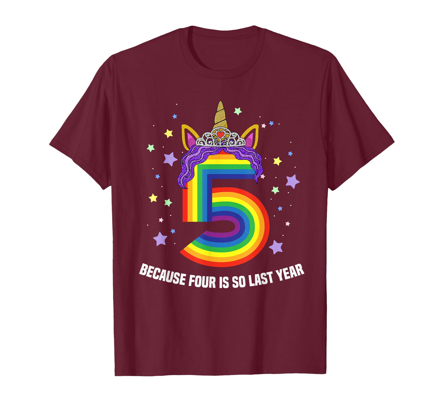 5 Years Old Birthday Girl Unicorn Rainbow 5th Birthday Gift T-Shirt