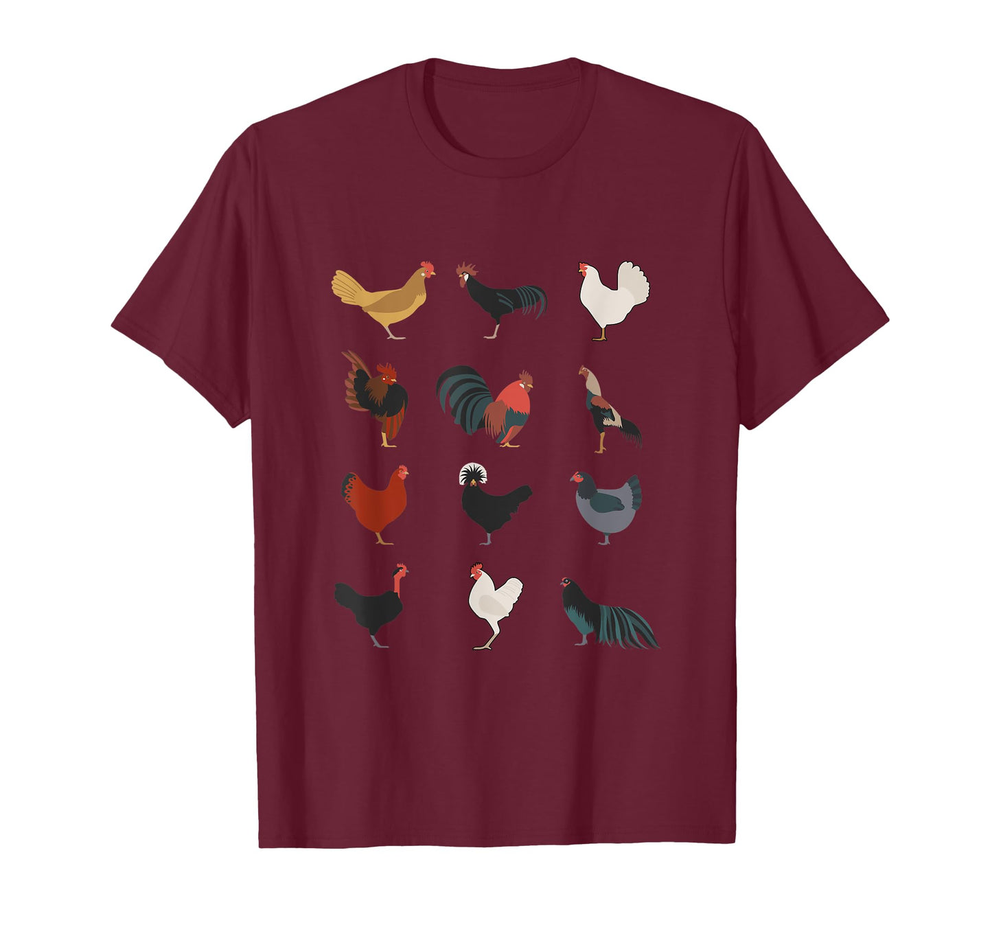 Beautiful Chickens Many Different Chicken Breeds Farming T-Shirt
