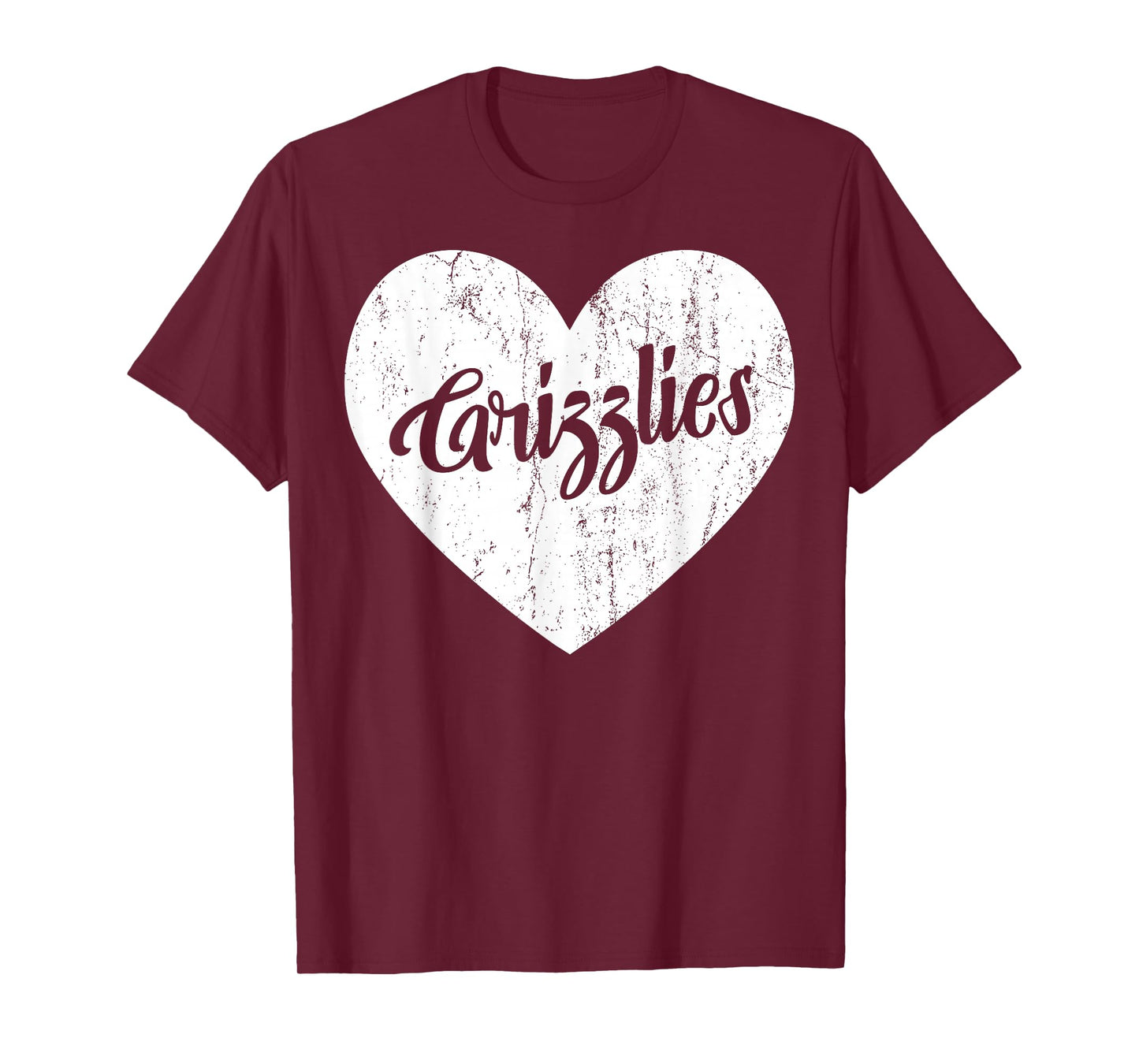 Grizzlies School Sports Fan Team Spirit Mascot Heart Gift T-Shirt