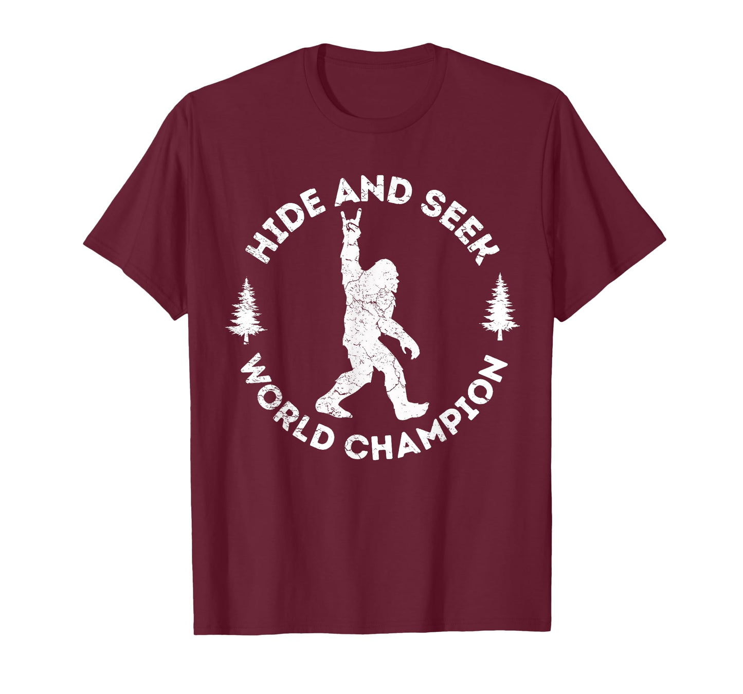 Bigfoot Hide And Seek Champion Funny Sasquatch Retro Vintage T-Shirt