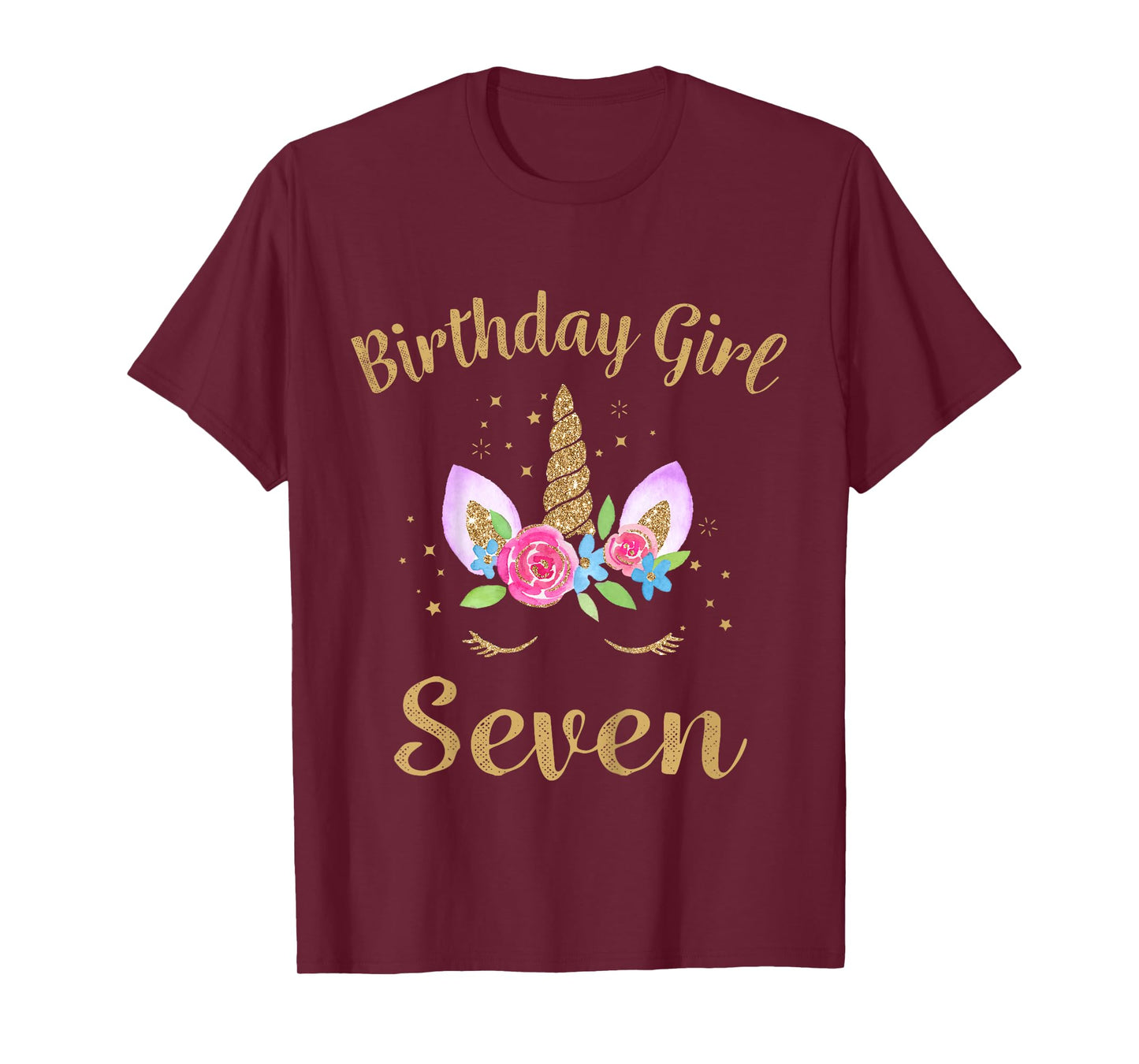Kids 7 Year Old Birthday Girl Unicorn Shirt 7th Birthday Outfit T-Shirt