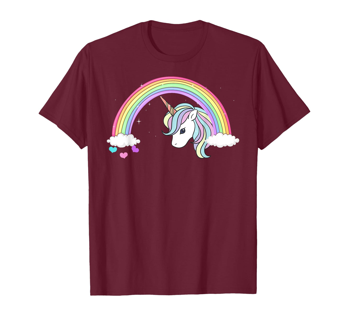 Unicorn Rainbow with Sparkles and Hearts no words wording T-Shirt