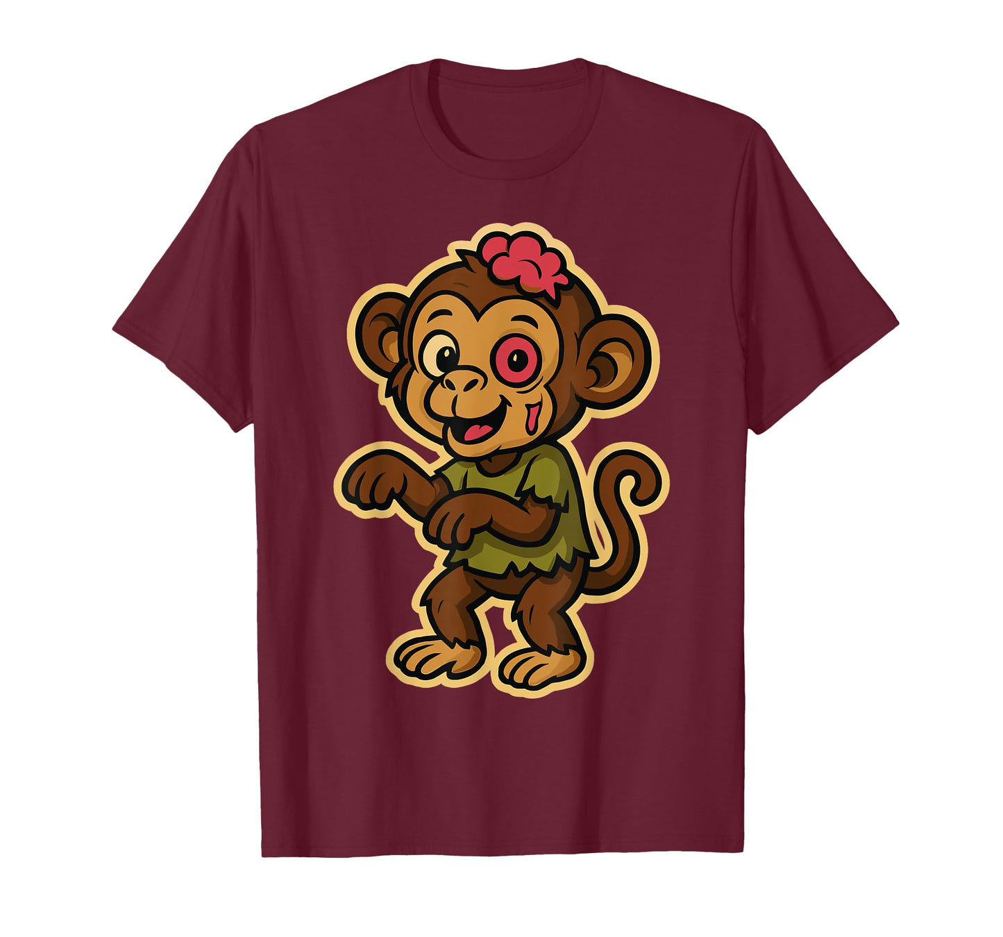 Funny Monkey in Zombie Costume for Kids Boys Girls Halloween T-Shirt