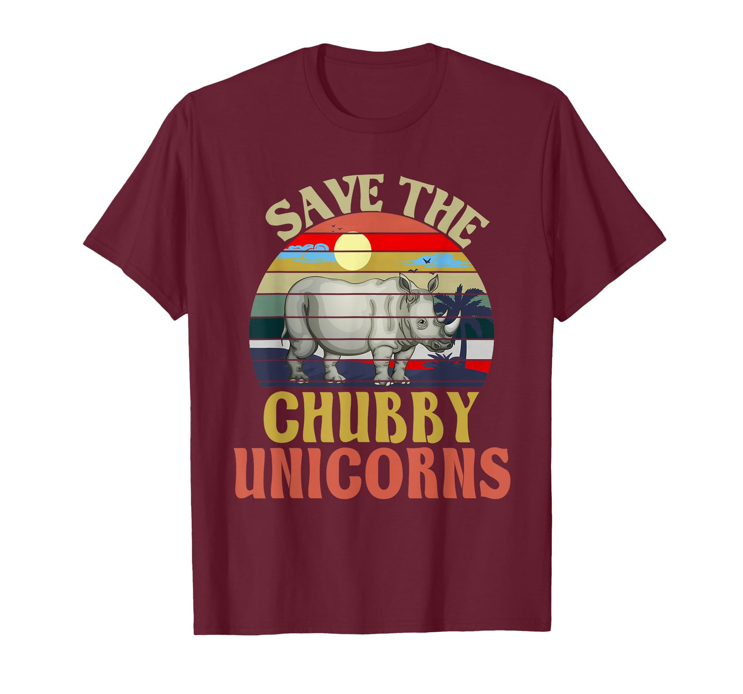 Save The Chubby Unicorn Rhino Retro T-Shirt