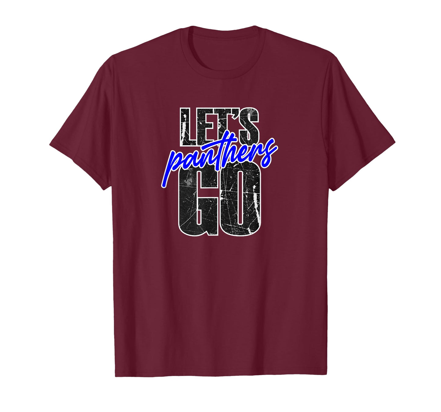 Go Panthers Mascot School Spirit Blue and Black T-Shirt
