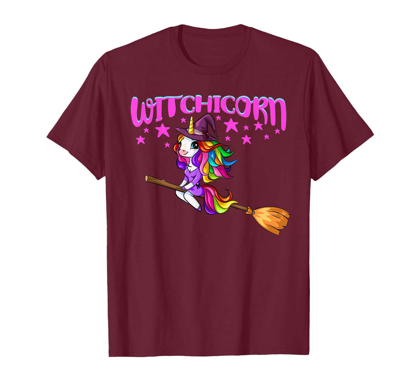 Unicorn Witch On A Broomstick Funny Women Halloween Costume T-Shirt
