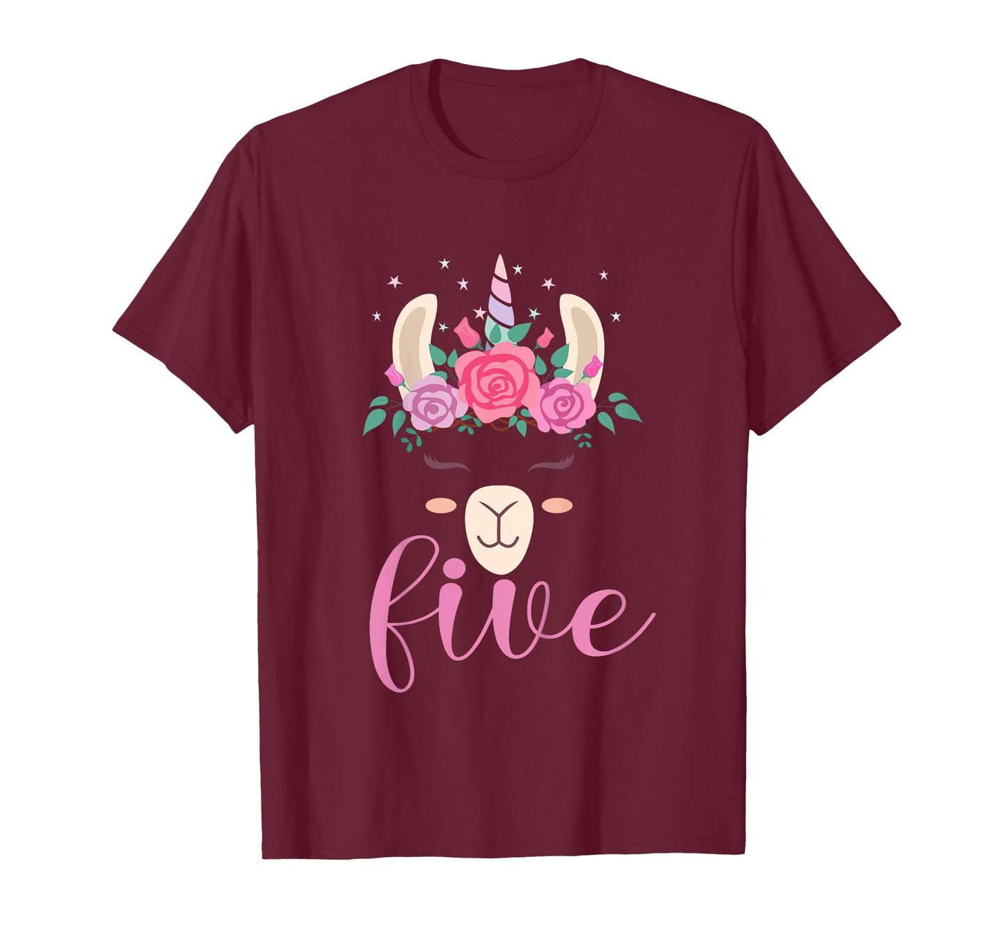 Kids 5 year Old Llamacorn Birthday Party Llama Unicorn 5th Gift T-Shirt