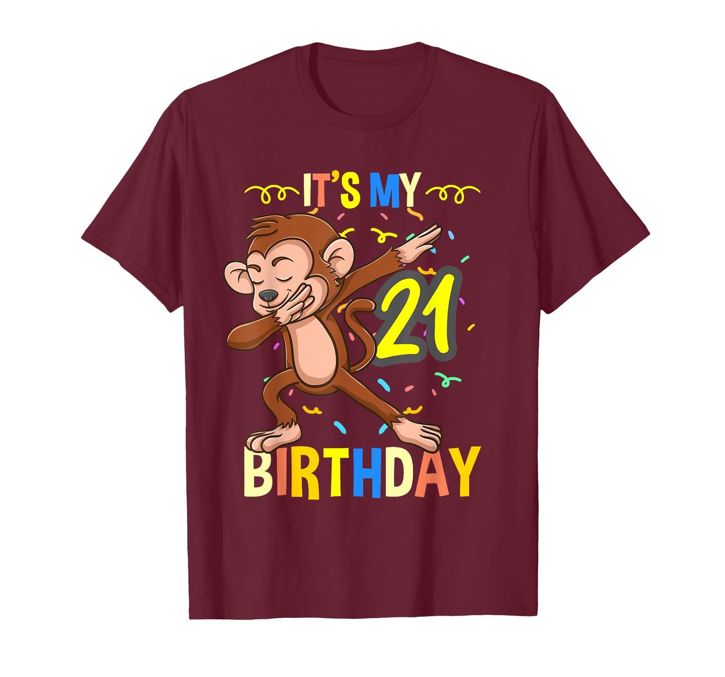 Its My 21st Birthday Dabbing Monkey Animal T-Shirt