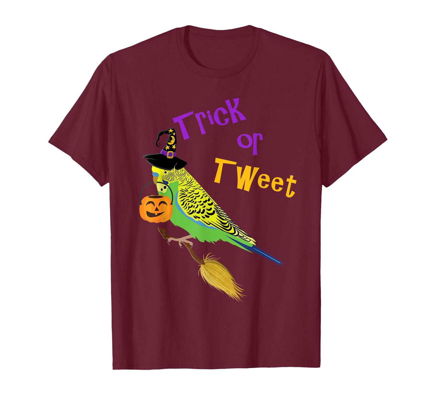 Halloween Trick or Tweet green budgie cute graphic bird T-Shirt