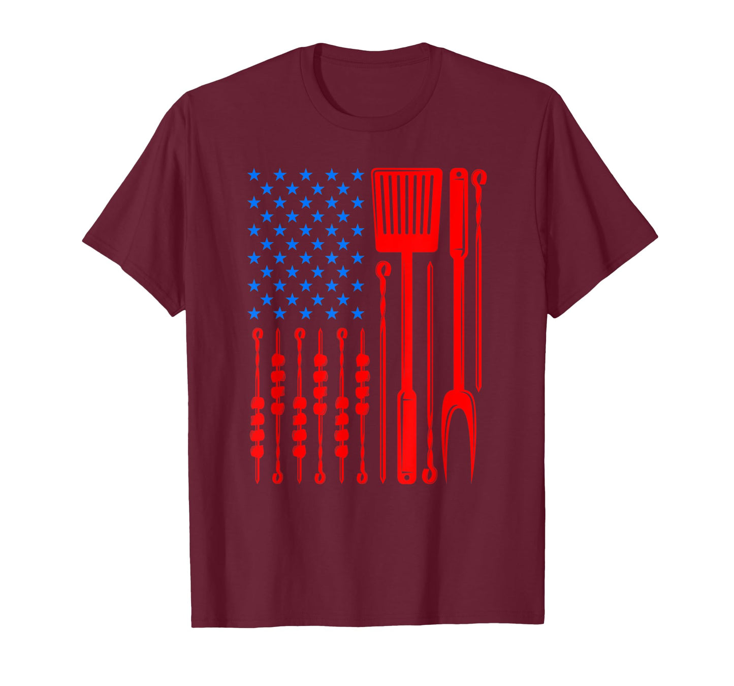 Barbecue Son Dad Husband Fathers Day Funny American Flag T-Shirt for Women Men