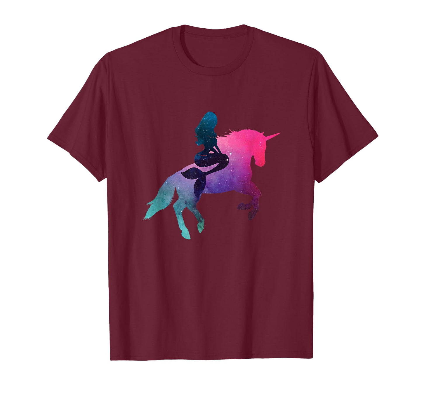 Galaxy Mermaid Riding Unicorn T-Shirt For Women And Kids T-Shirt