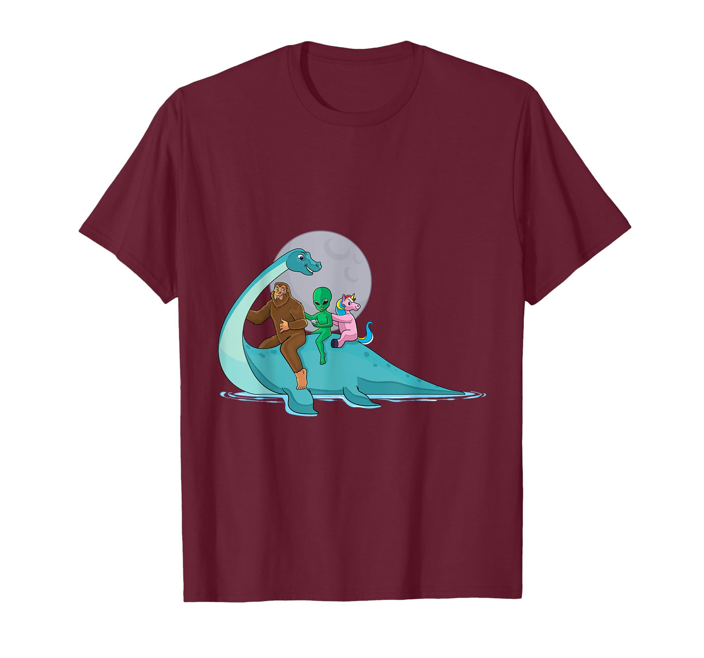 Alien Bigfoot Unicorn Riding Loch Ness Monster Cryptozoology T-Shirt