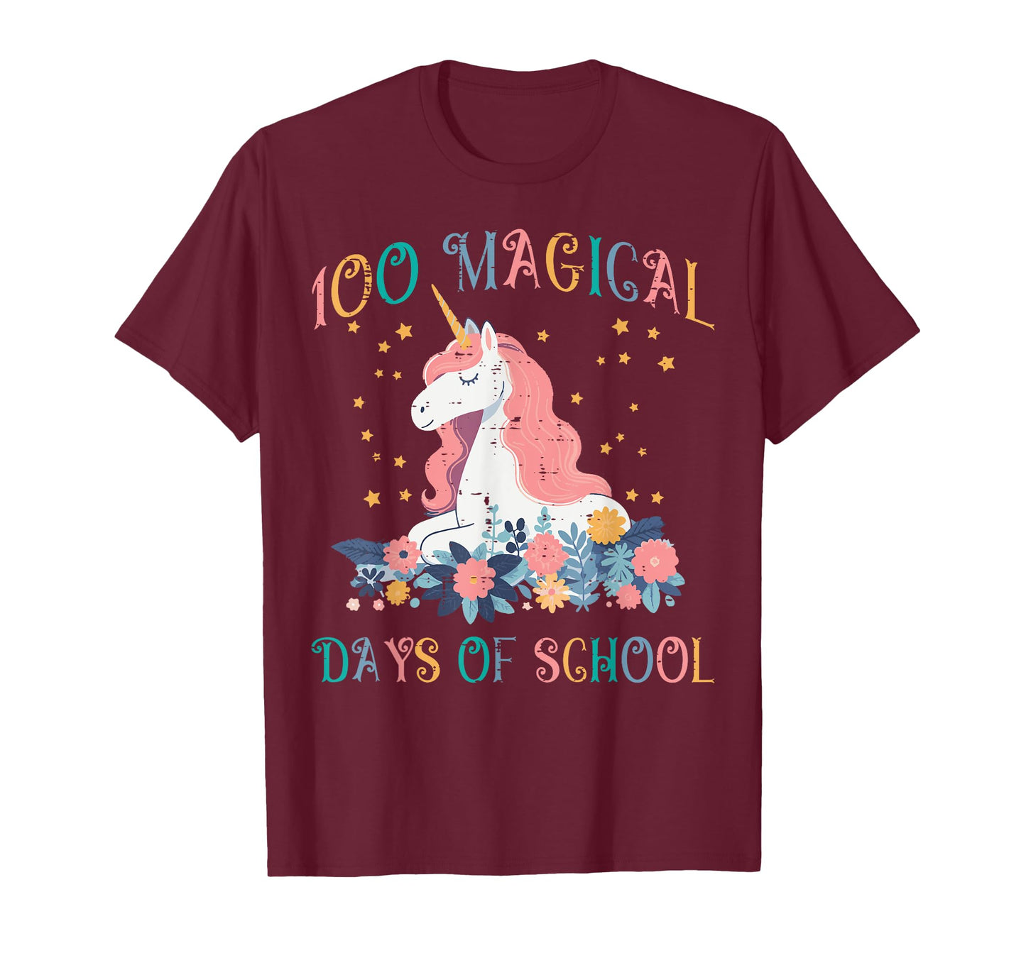 Unicorn 100 Magical Days School 100th Day Toddler Girls Kids T-Shirt