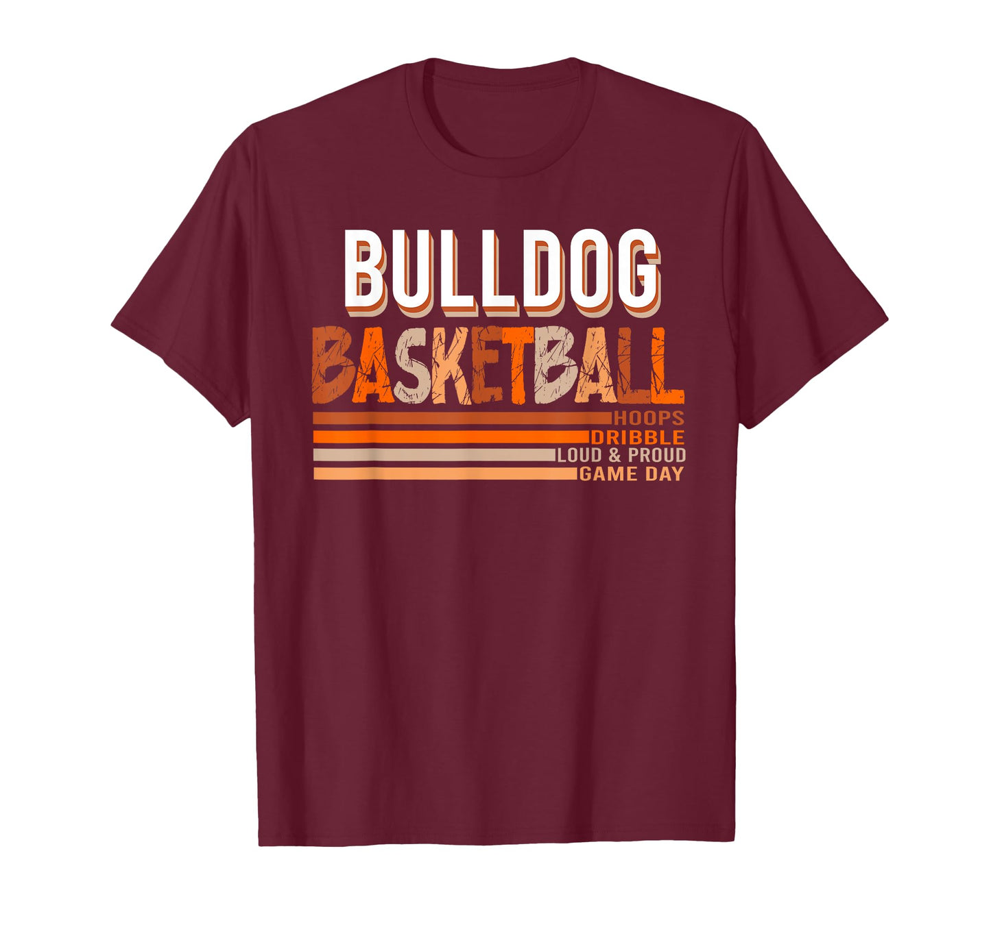 Bulldogs School Spirit Orange Black Retro Basketball Bulldog Men Women Kids T-Shirt