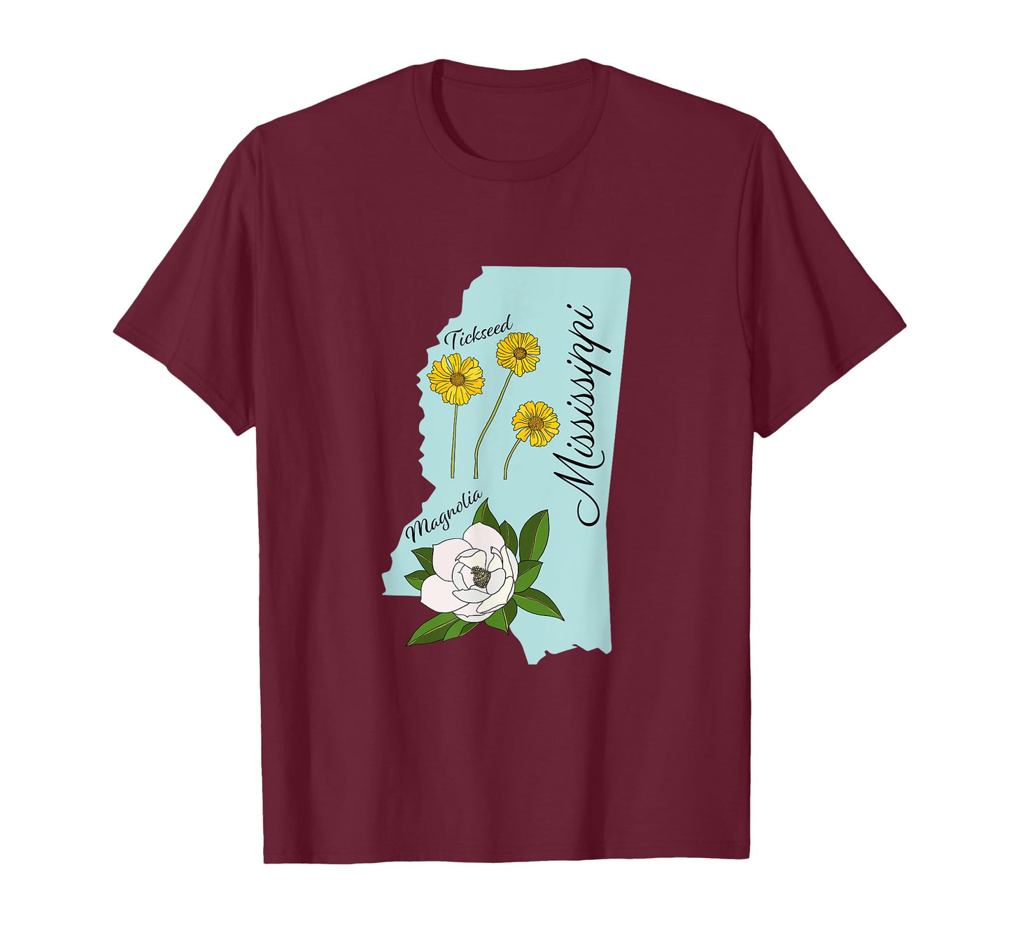 State of Mississippi Flower Magnolia & Wildflower Tickseed T-Shirt
