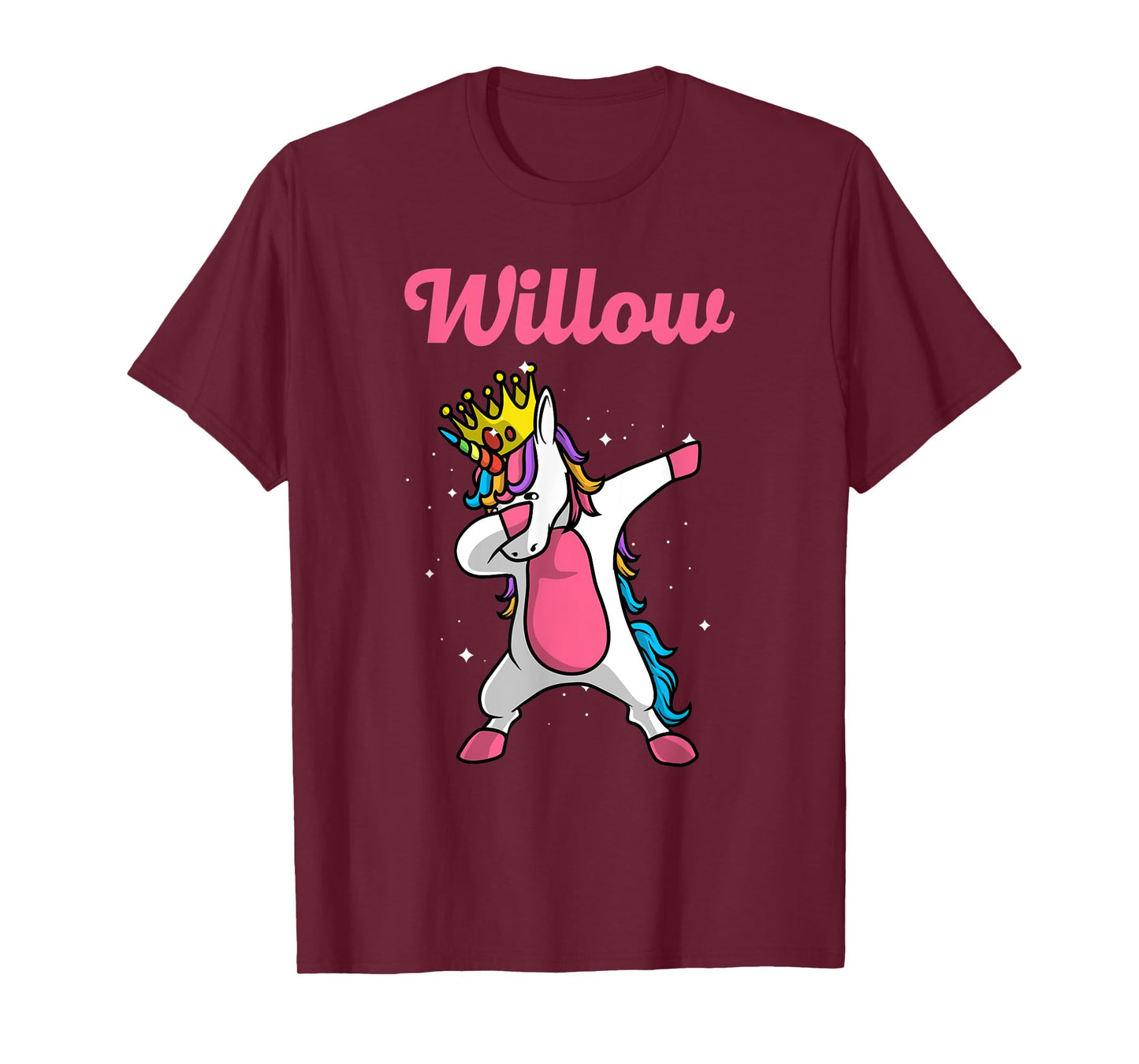WILLOW Gift Name Personalized Birthday Dabbing Unicorn Queen T-Shirt